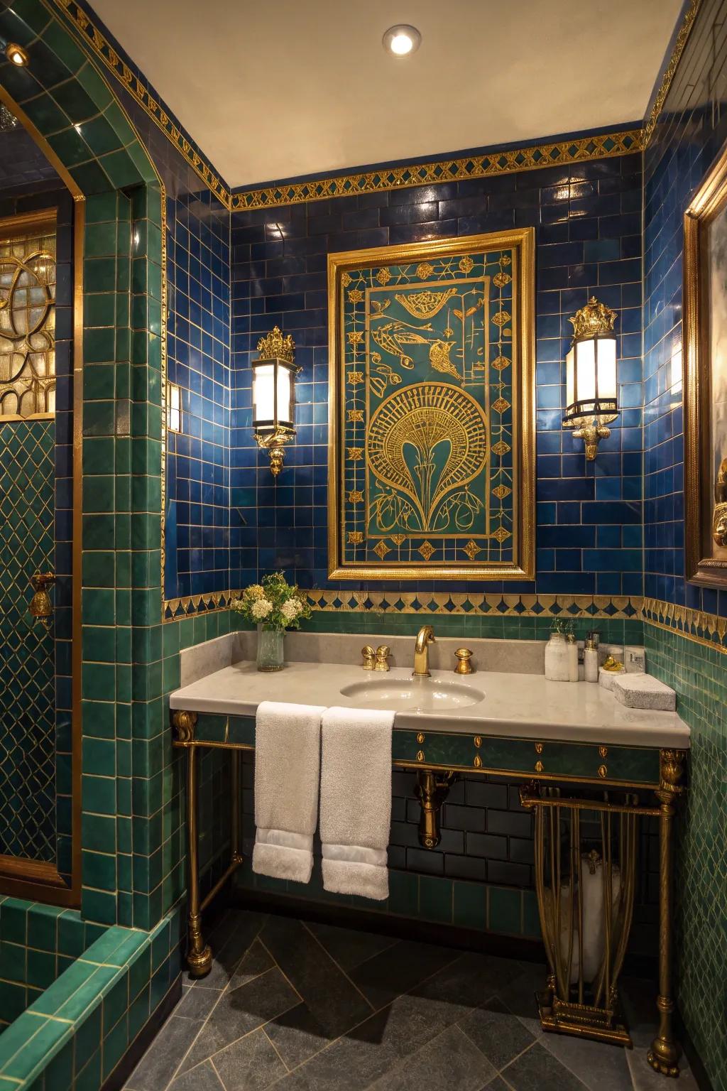 Make a statement with integrated mosaic art that turns your bathroom into a gallery.