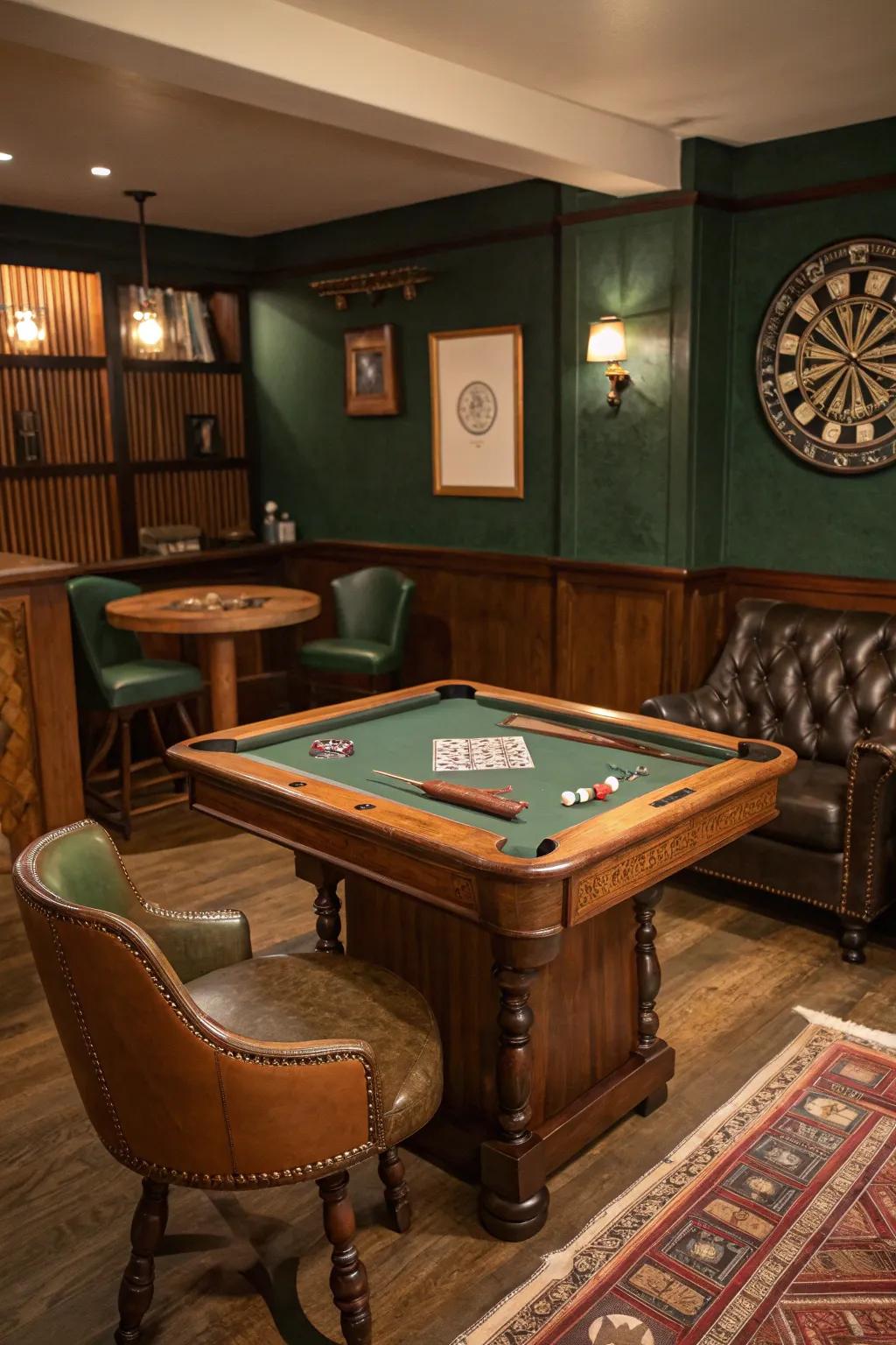 Add a playful touch with a small game area that's big on fun.