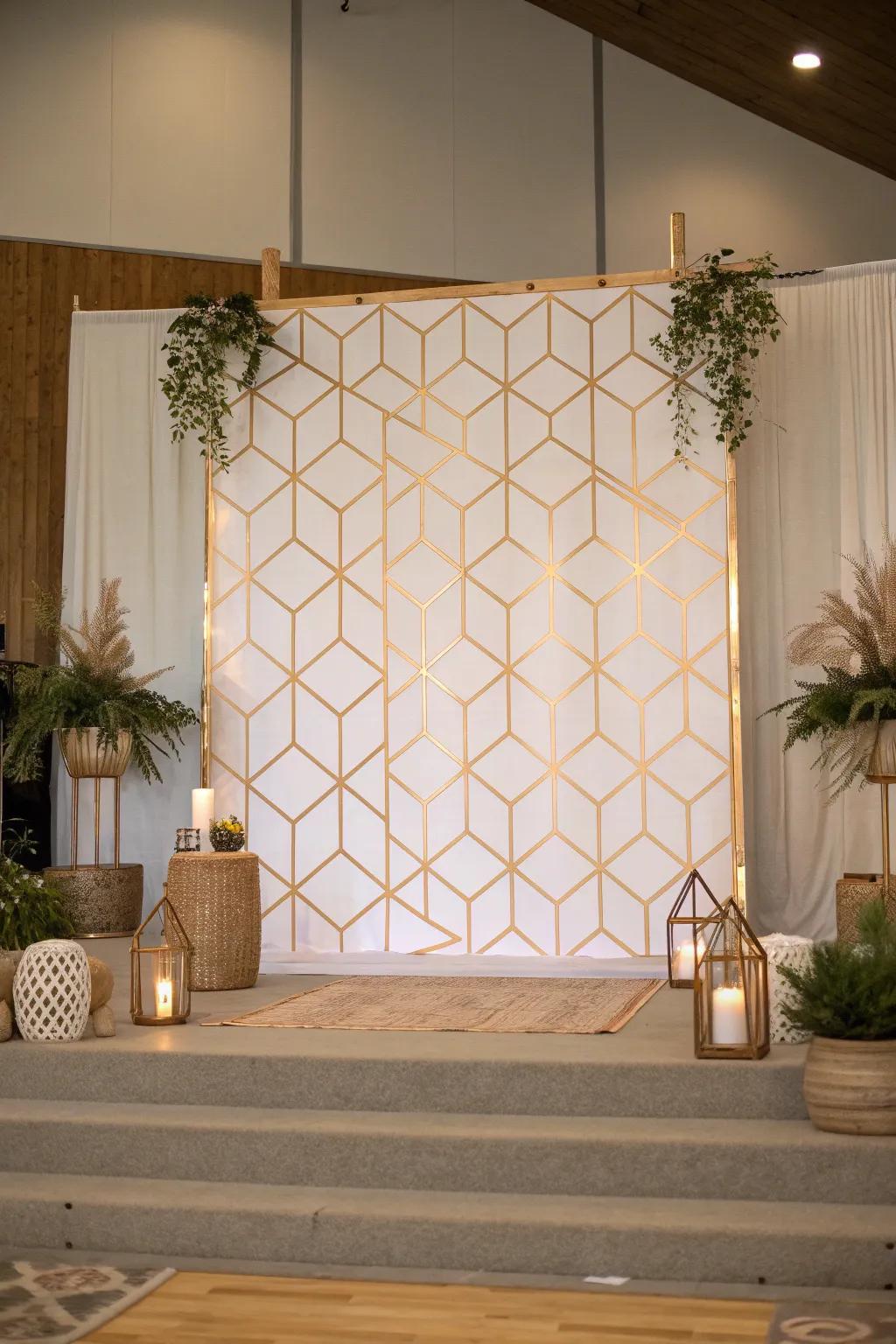 Make a statement with striking geometric patterns for a modern edge. 🔶🔷 #GeometricDesign #ModernDecor #StageBackdrops