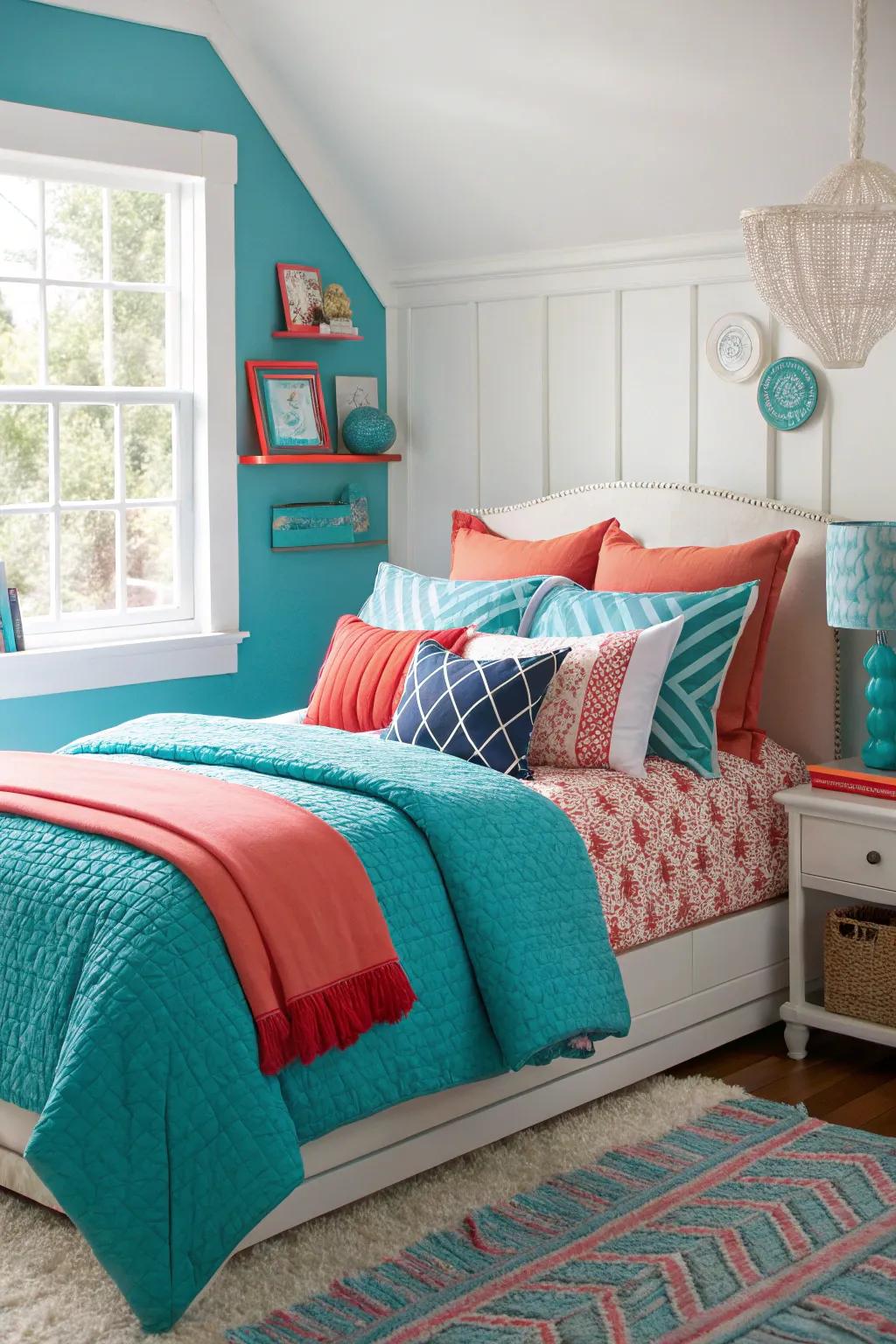 Add comfort and cohesion with pillows and throws that complement the room's color scheme. 🛏️ #CozyDecor #ComplementaryColors