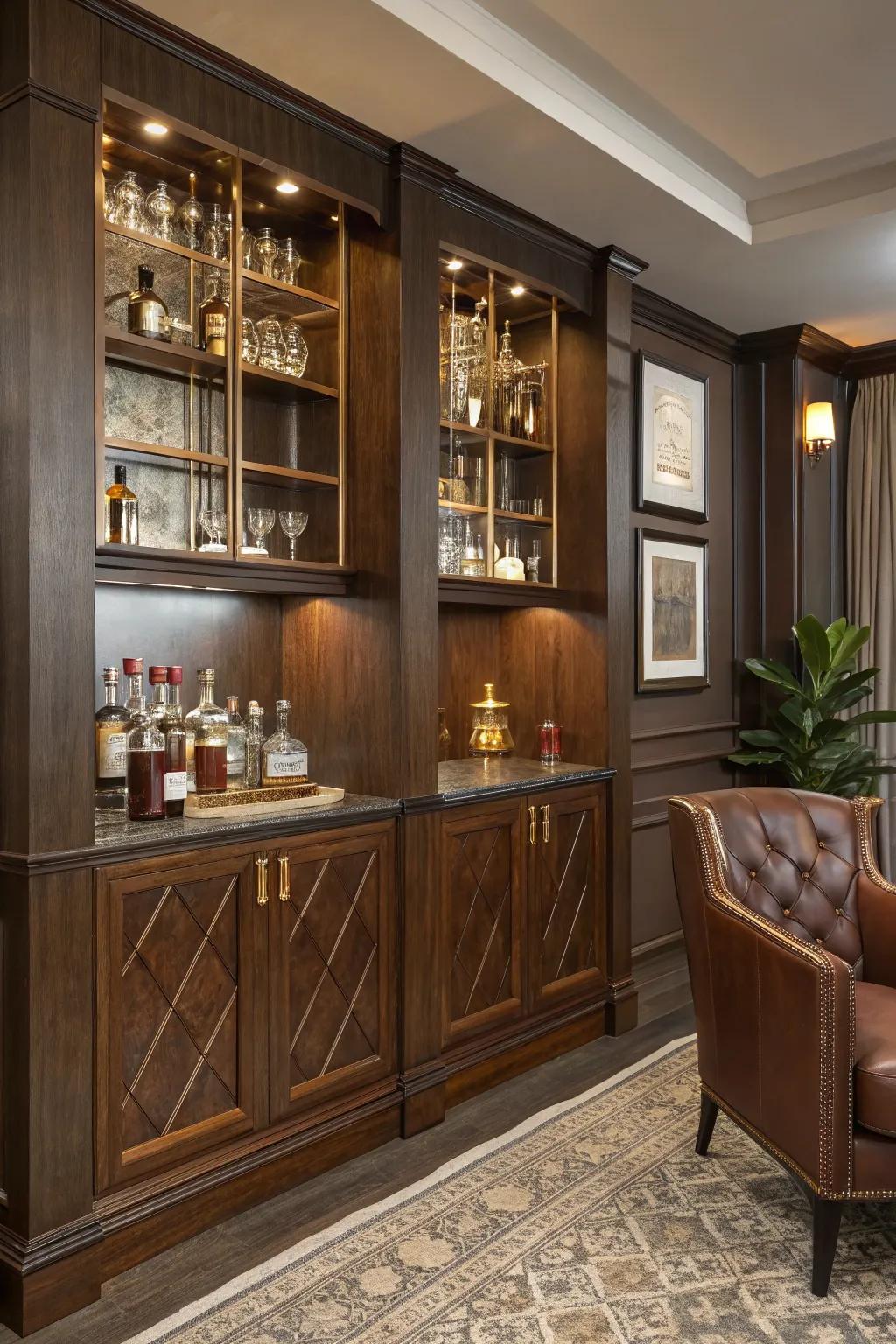 Achieve a polished look with custom built-in shelves that blend effortlessly into your home decor.