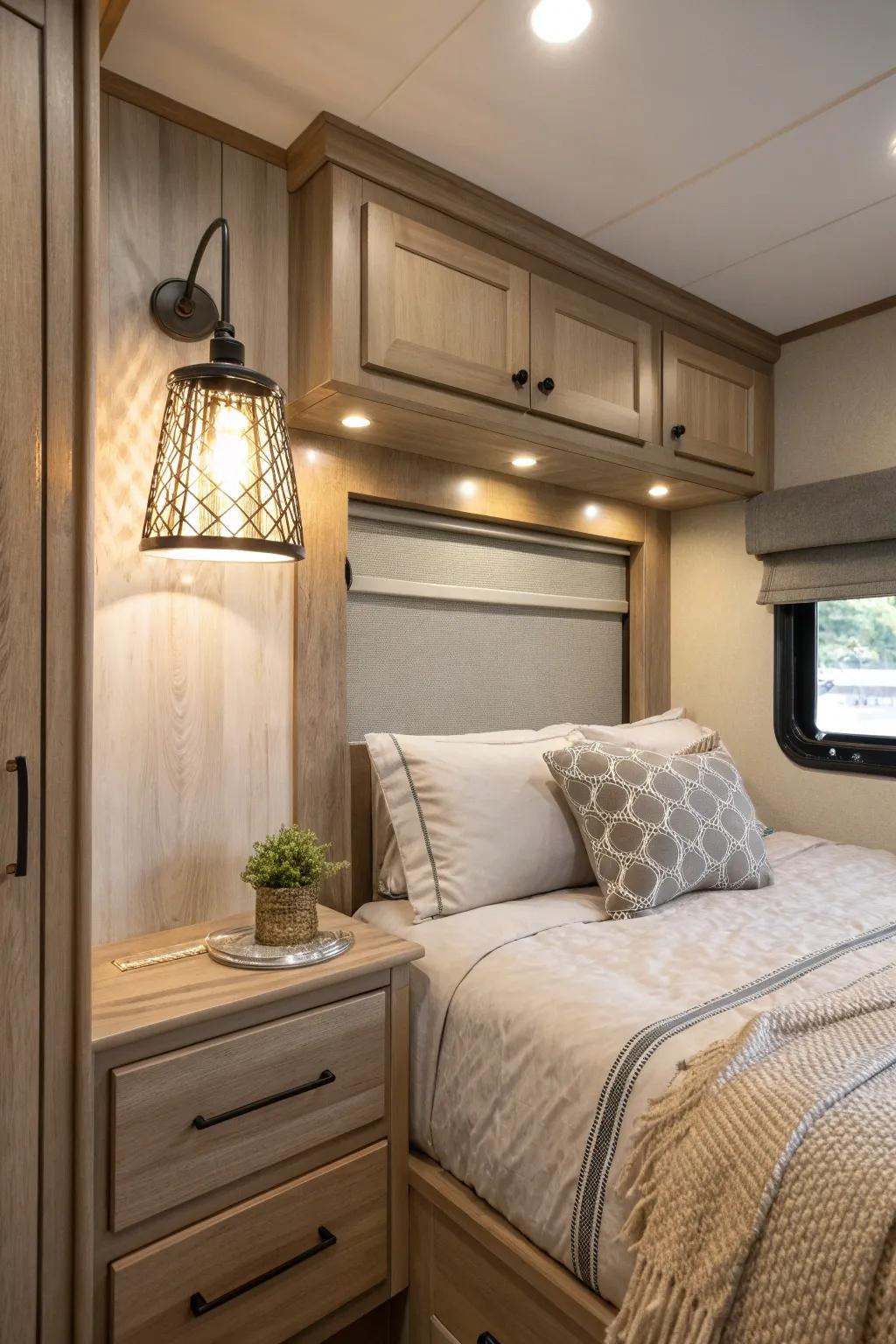 Illuminate your space with sleek and functional lighting options. 💡 #LightingDesign #RVInspiration