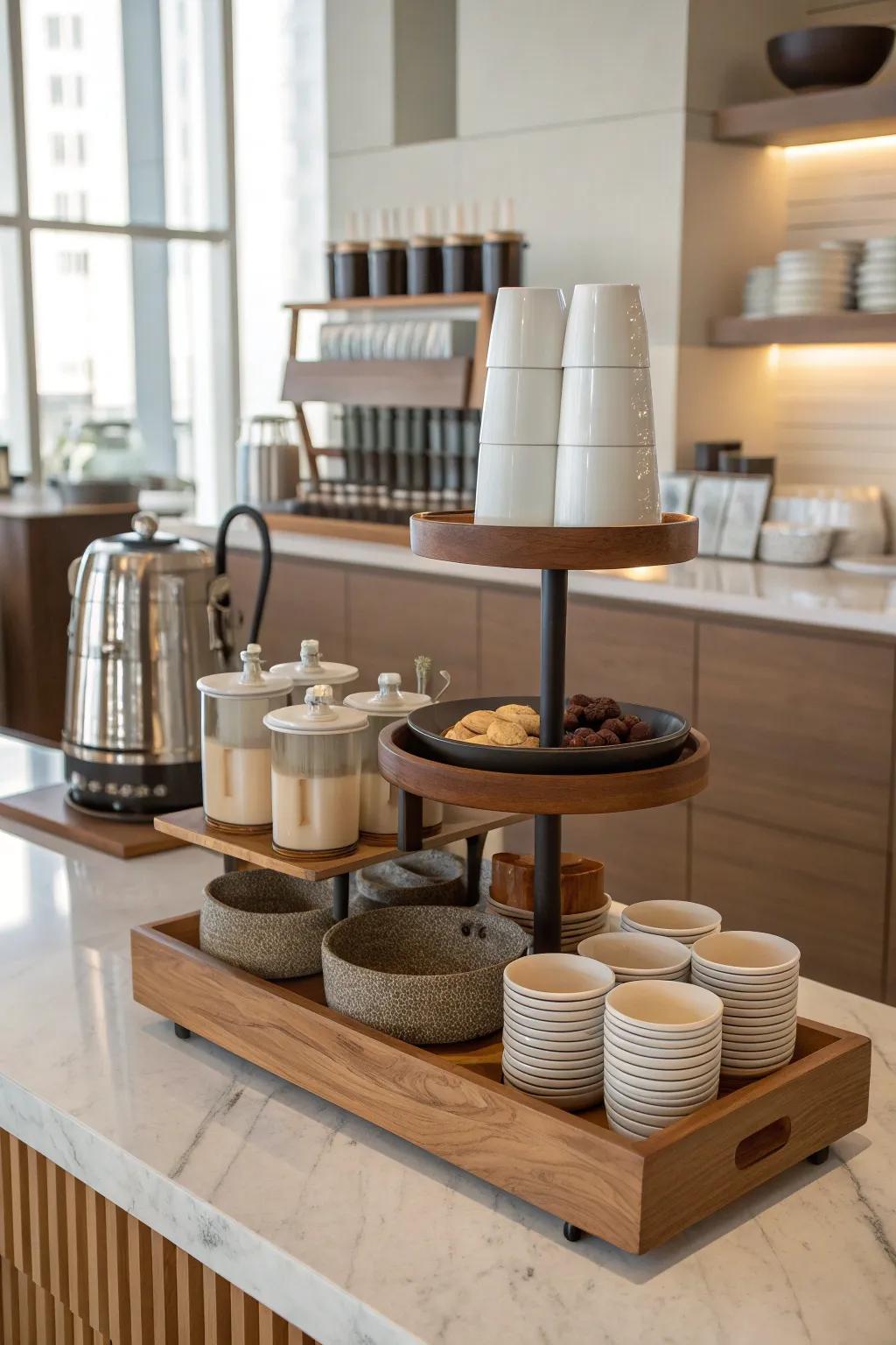 Tiered stands elevate your coffee bar's aesthetic and functionality.