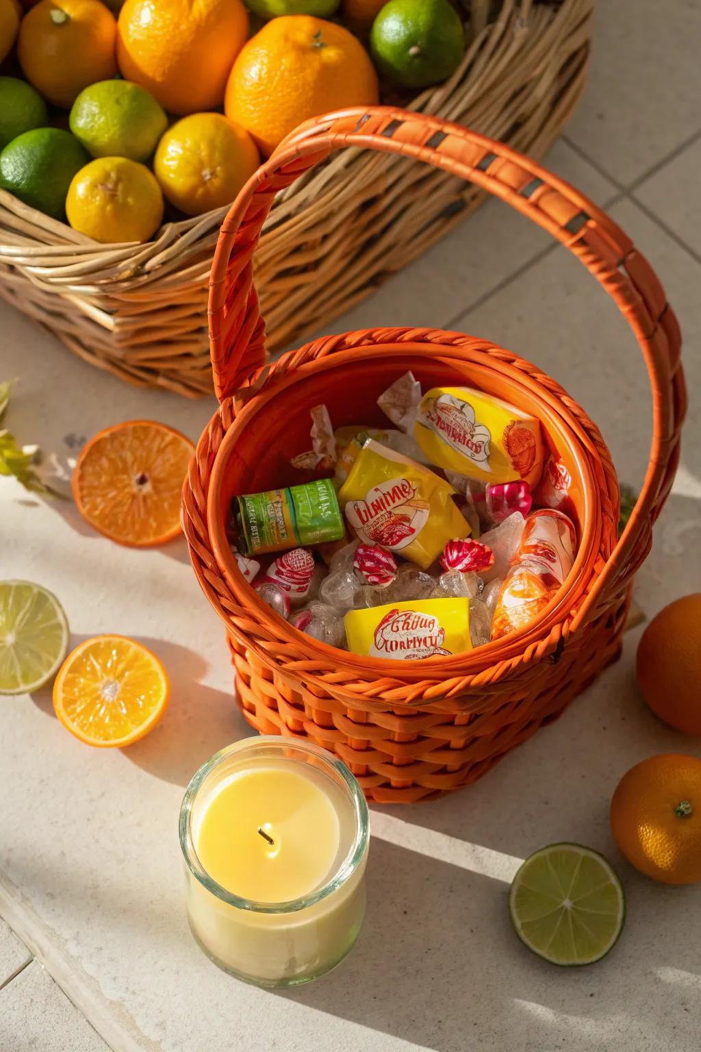 Celebrate life with the zestful energy of an orange-themed basket!
