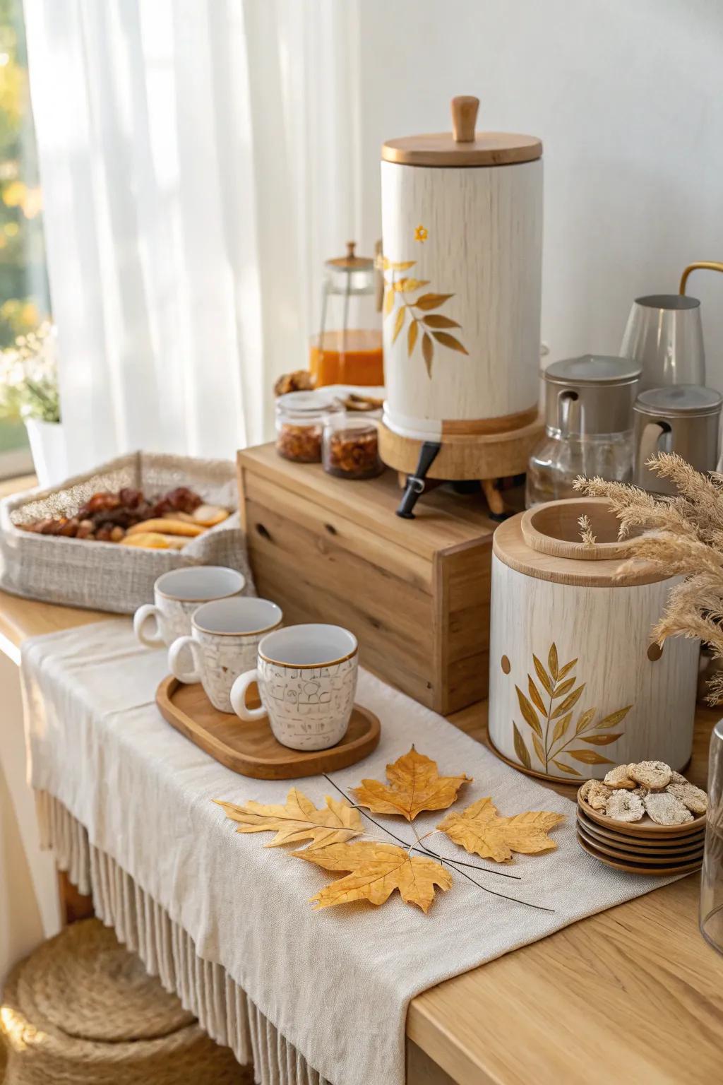 Tell a story with your drink display by incorporating thematic elements that resonate with your event.