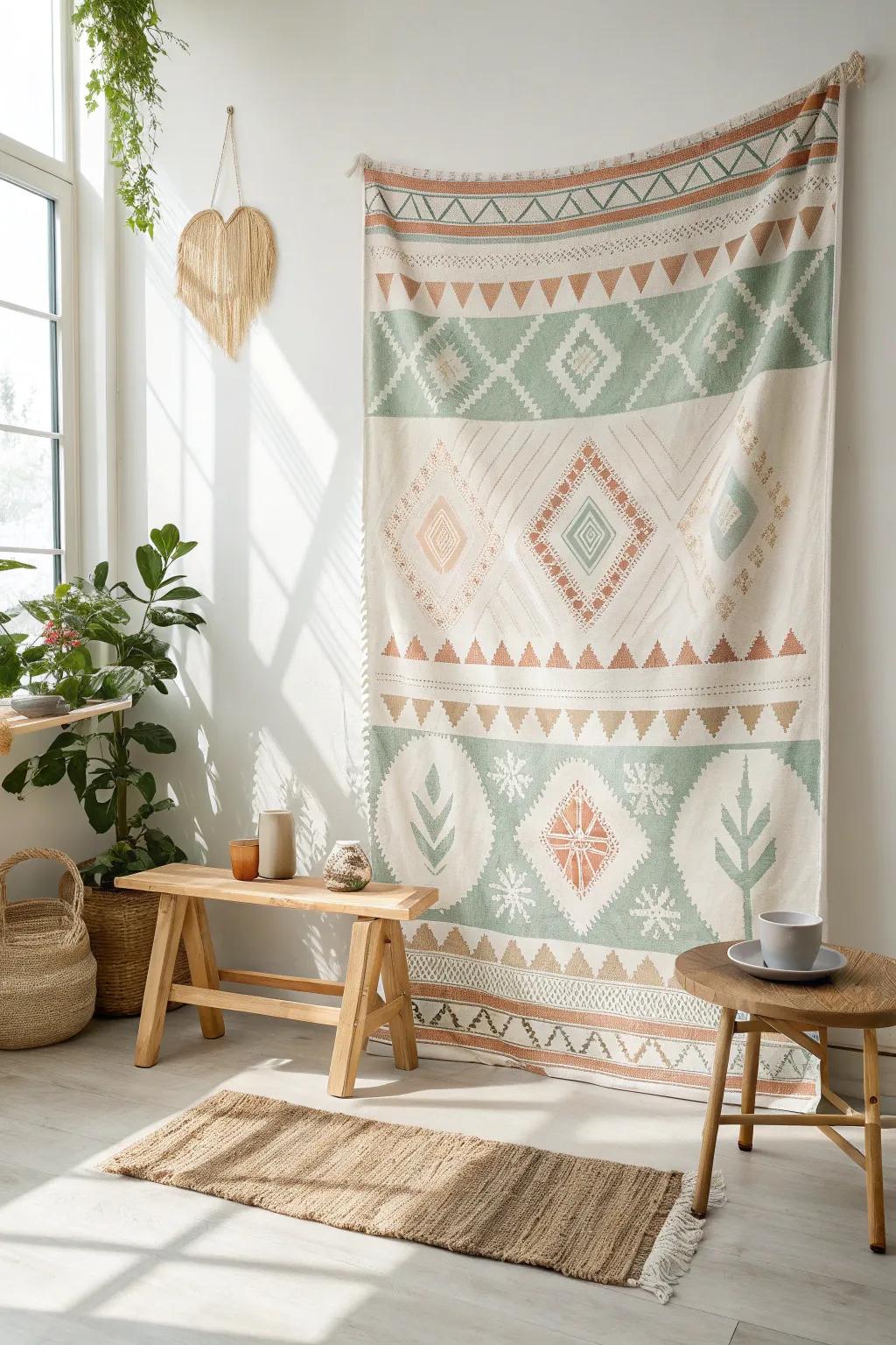 Make a bold statement with patterned textiles that transform your walls. 💥 #BoldDesign #AccentWall