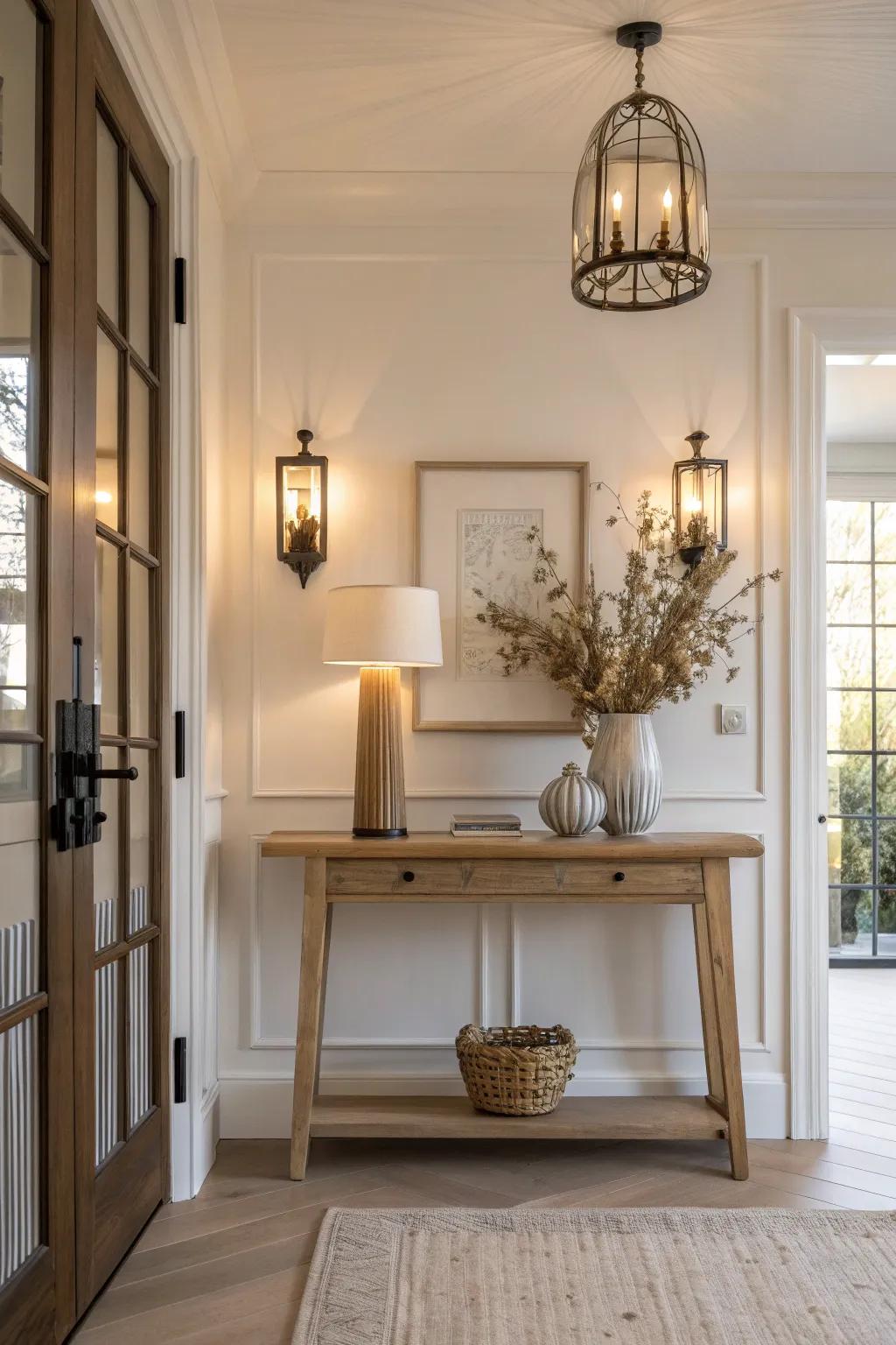 Enhance your entryway with functional sconces that highlight its architectural beauty. ✨ #EntrywayDesign #FunctionalLighting #HomeIllumination