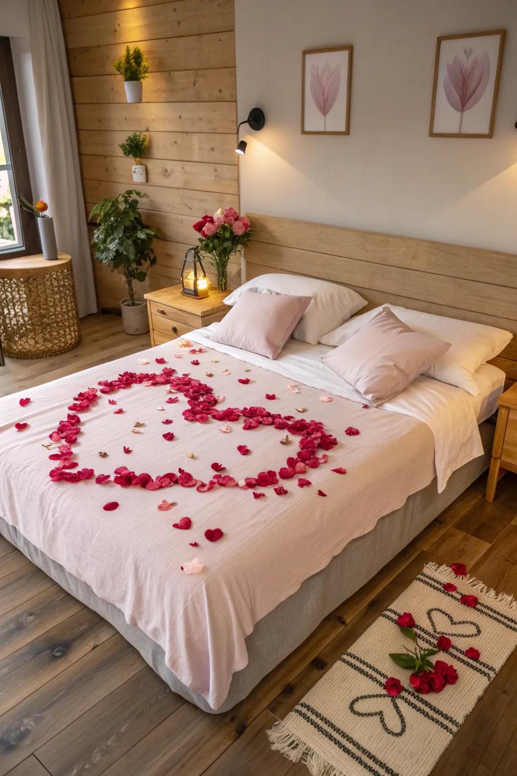 The timeless elegance of rose petal art captures the essence of romance.