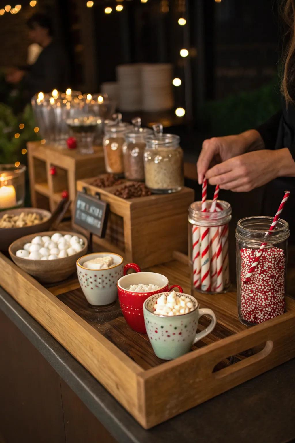 Create a deliciously inviting hot cocoa bar for a cozy winter treat. ☕ #HotCocoa #WinterWarmth