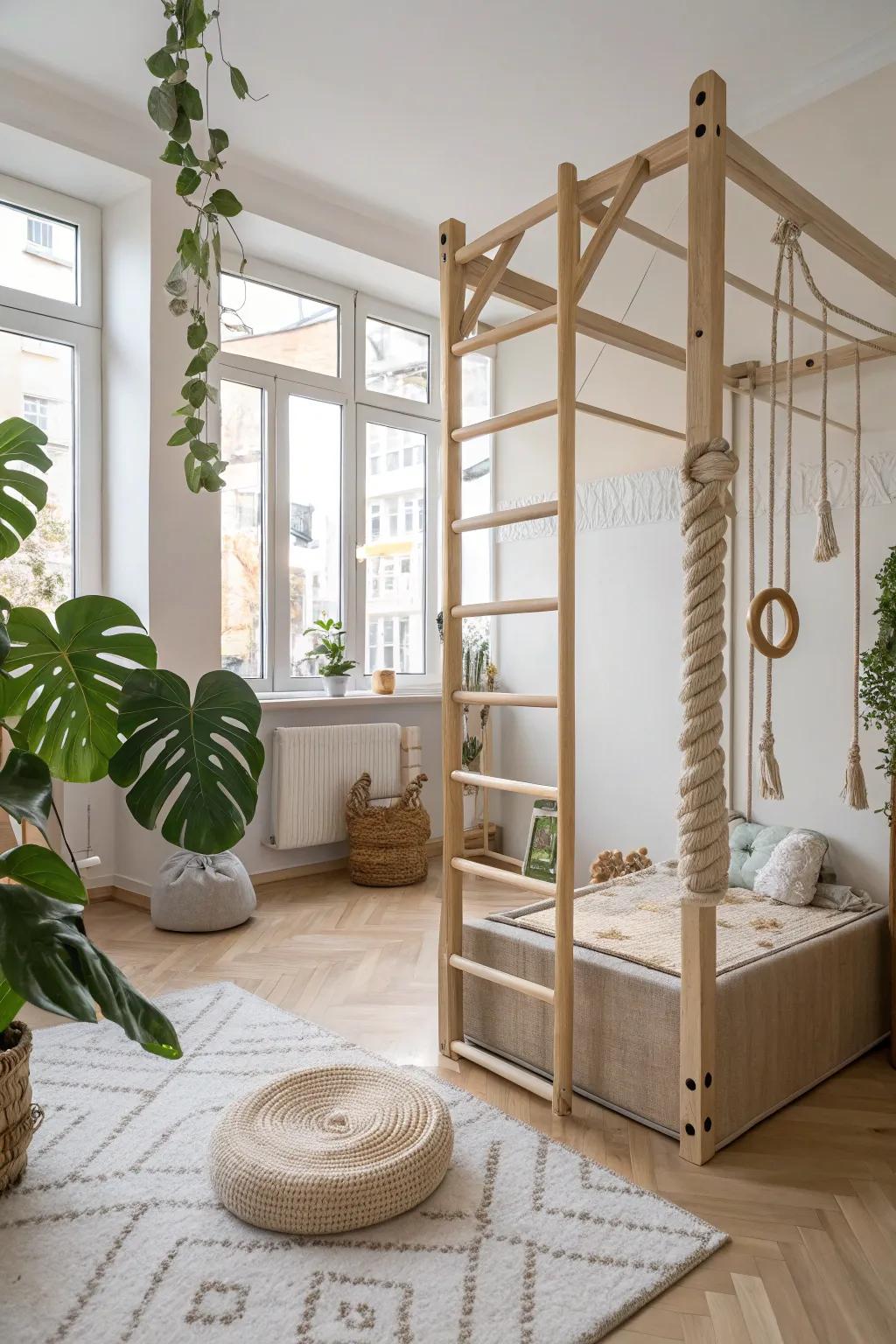 Bring the playground indoors with monkey bars that boost strength and agility. 🐒 #JungleGym #KidsRoom