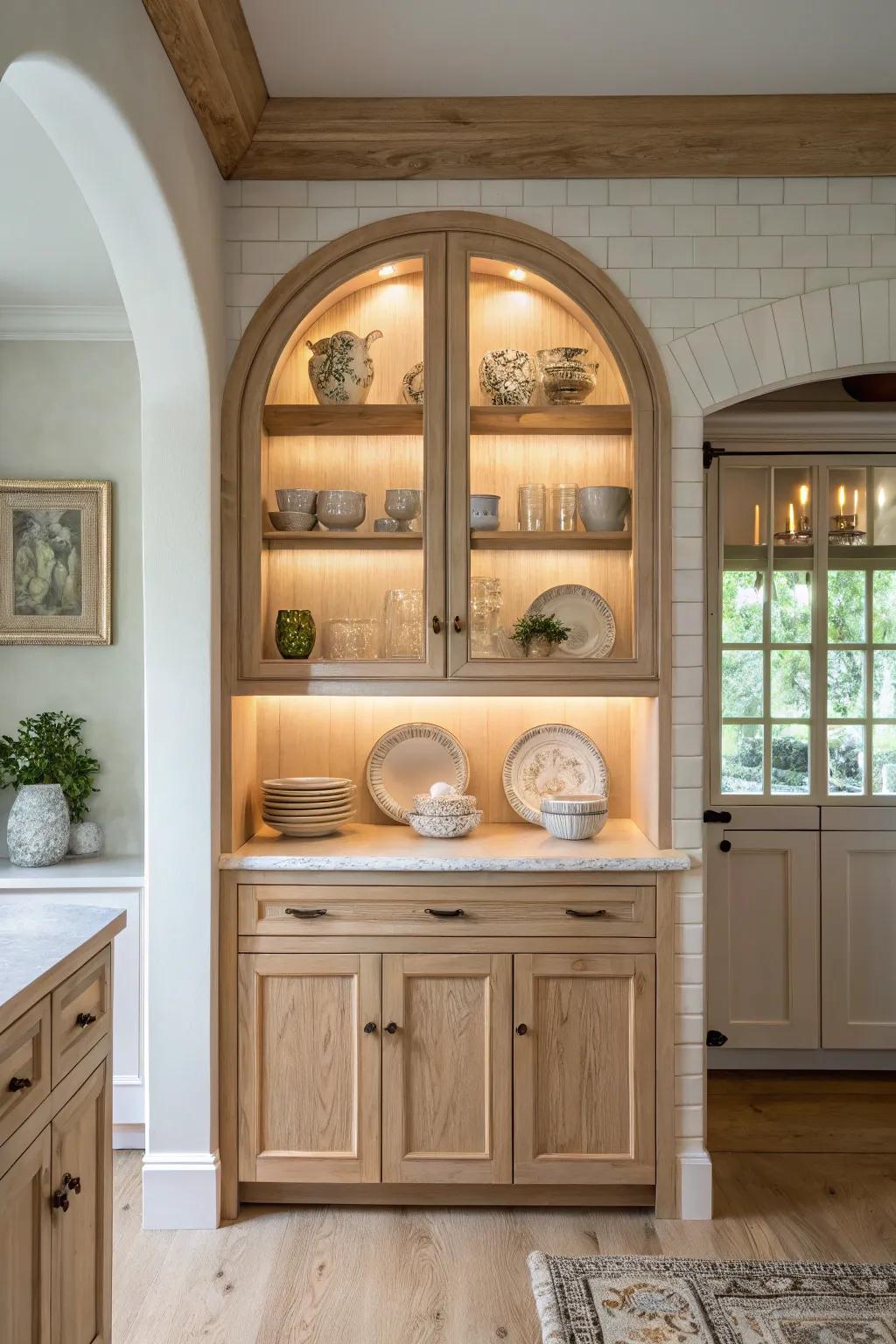 Light up your special items with niche lighting for a touch of elegance. 💡 #KitchenDesign #InteriorInspiration