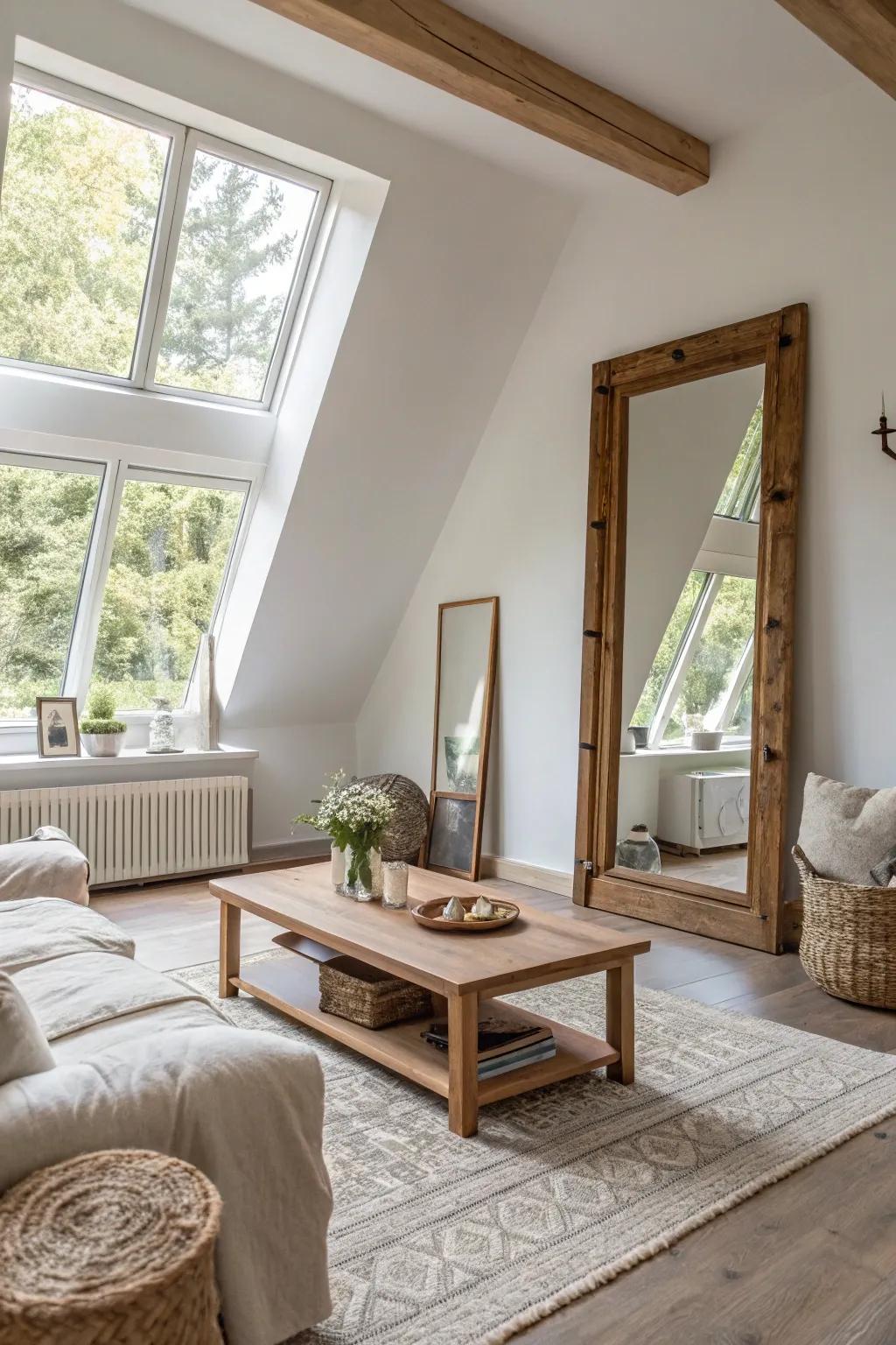Enhance your living room's sense of space with a strategically placed mirror. #MirrorMagic