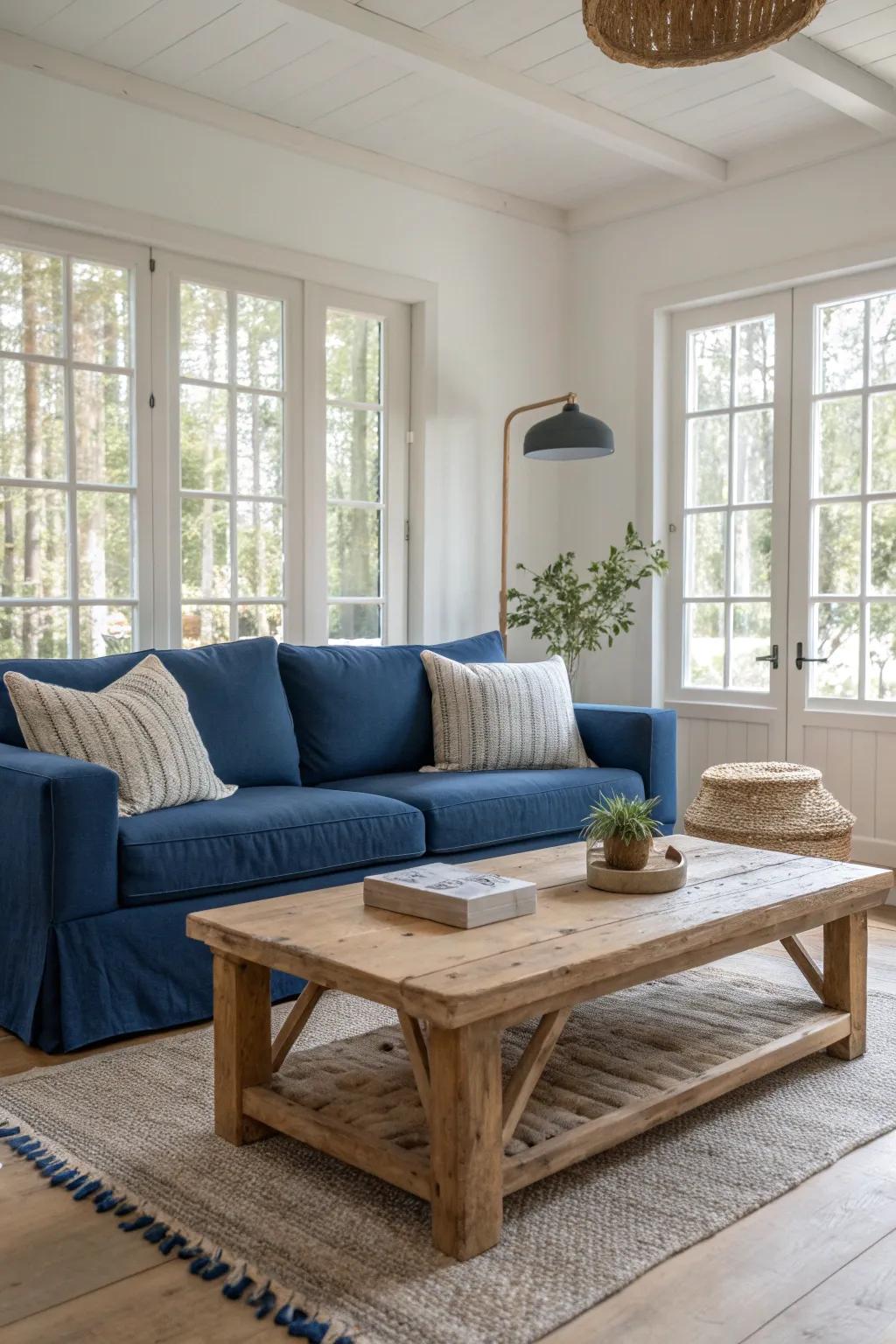 Blend modern and rustic styles for a unique and inviting living room. #StyleFusion #HomeHarmony