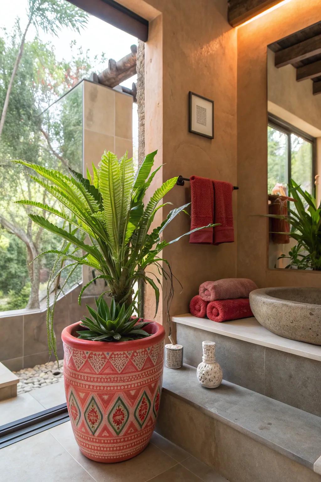 Greenery breathes life into your bathroom space. 🌱 #GreenBathroom #PlantDecor