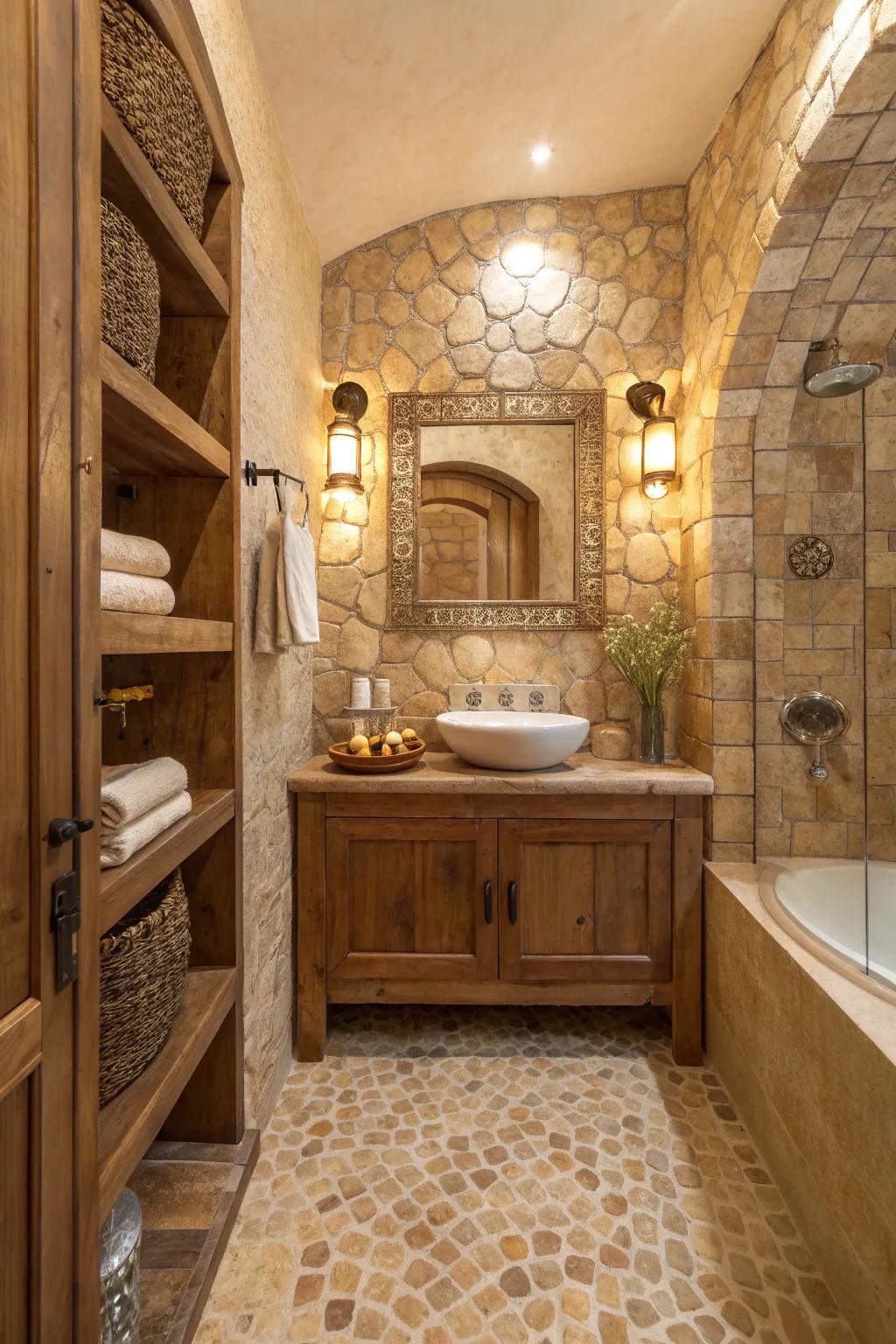 Embrace rustic elegance with natural stone mosaics that offer a timeless appeal.