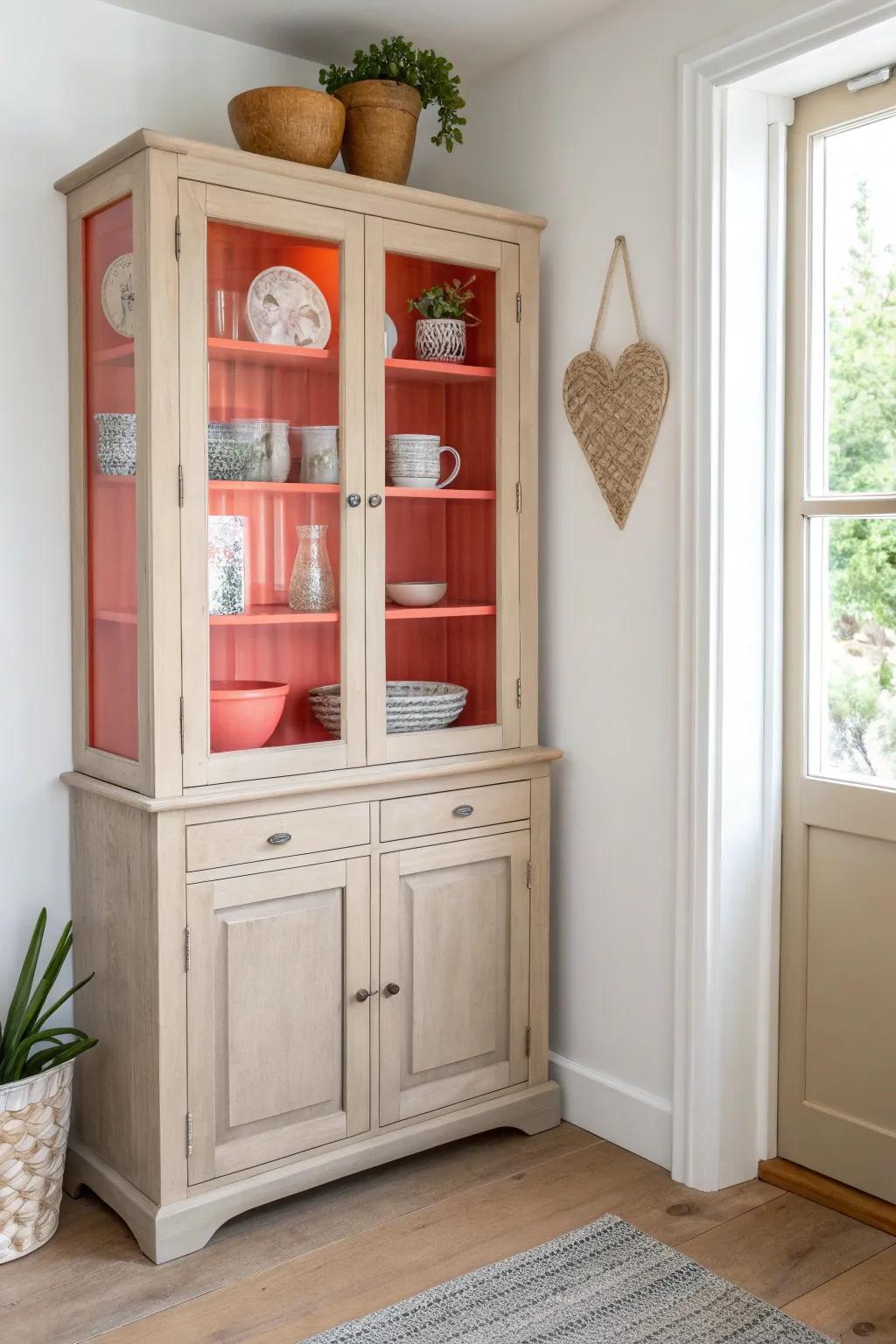 Add personality with a mix and match painted corner hutch that surprises and delights. 🎨 #ColorfulDecor #HomeInspiration #CreativeSpaces