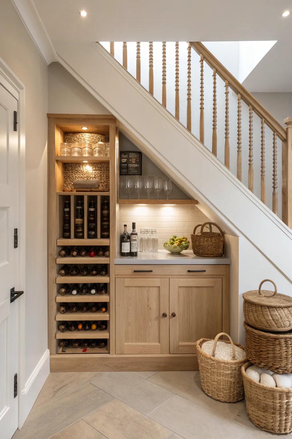 A wine rack can elevate your pantry's elegance and functionality. 🍇 #WineStorage #InteriorGoals