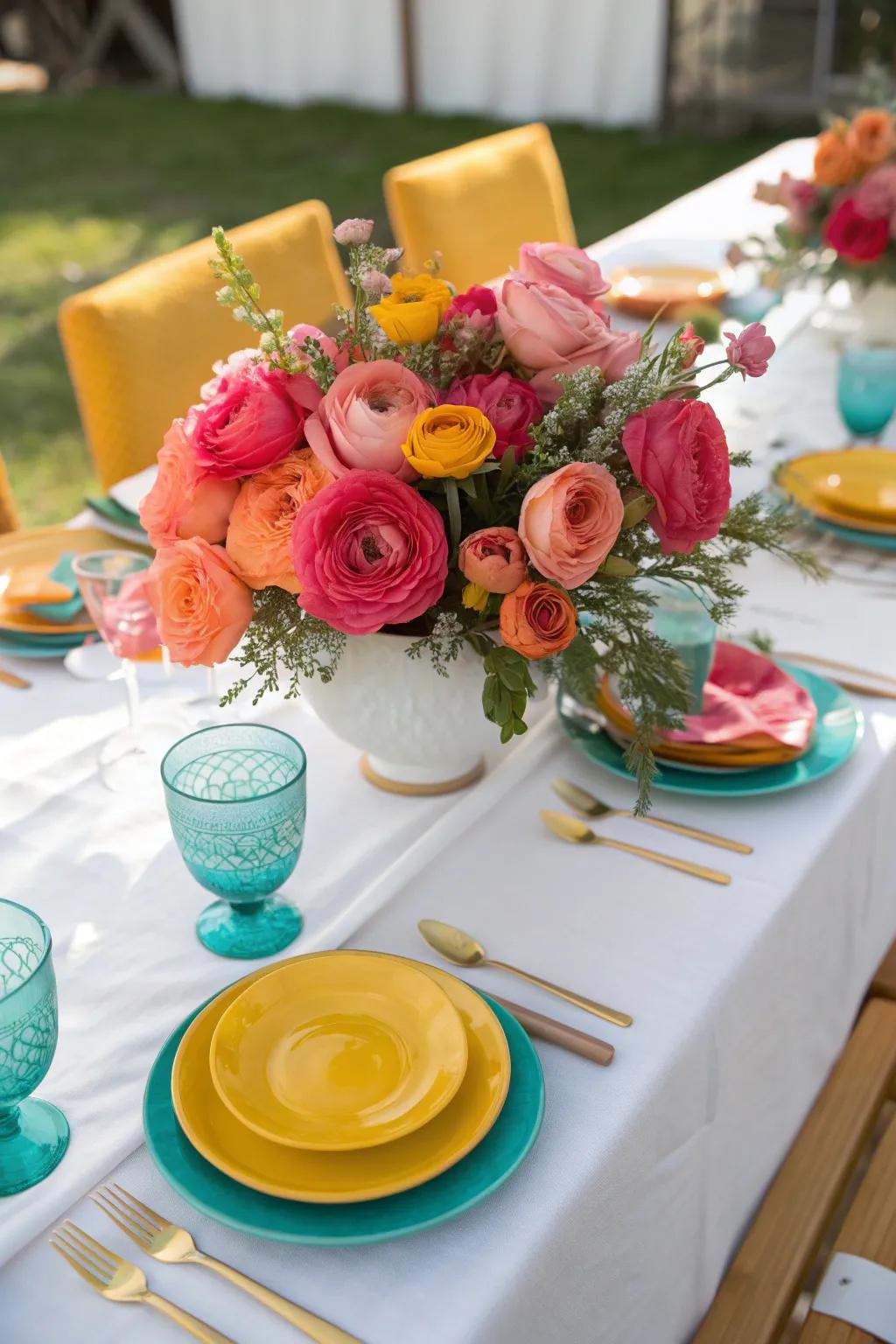 Celebrate spring with a fresh table setting featuring beautiful ranunculus 🌸 #SpringDecor #DiningStyle