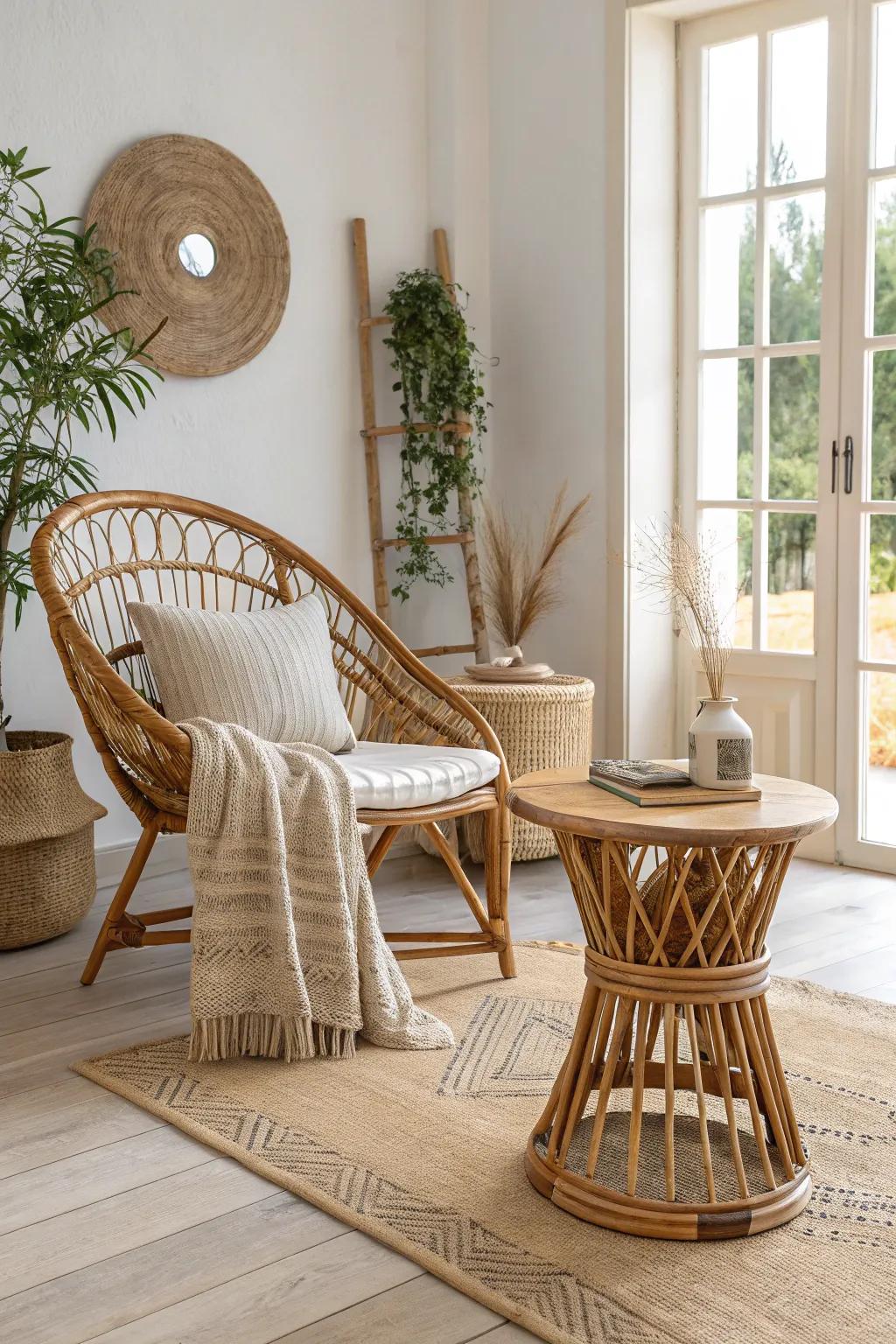 Embrace natural textures with bamboo and rattan furniture for a sustainable home touch. 🌿 #EcoFriendly #HomeDesign