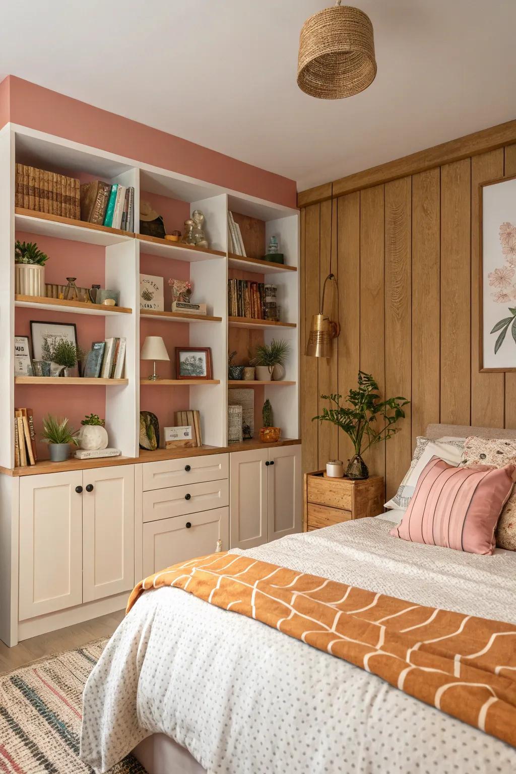 Maximize style and storage with built-in shelving that fits seamlessly into your bedroom.