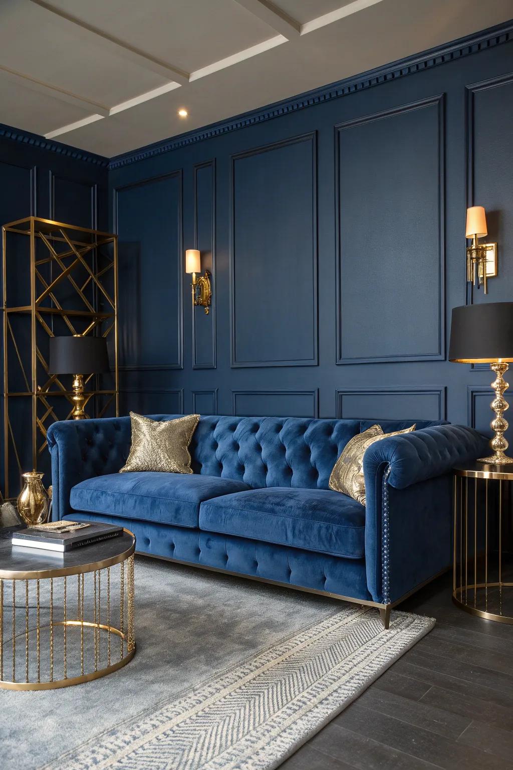 Velvet blue sectionals exude luxury and sophistication, perfect for adding a touch of glam to your living room.