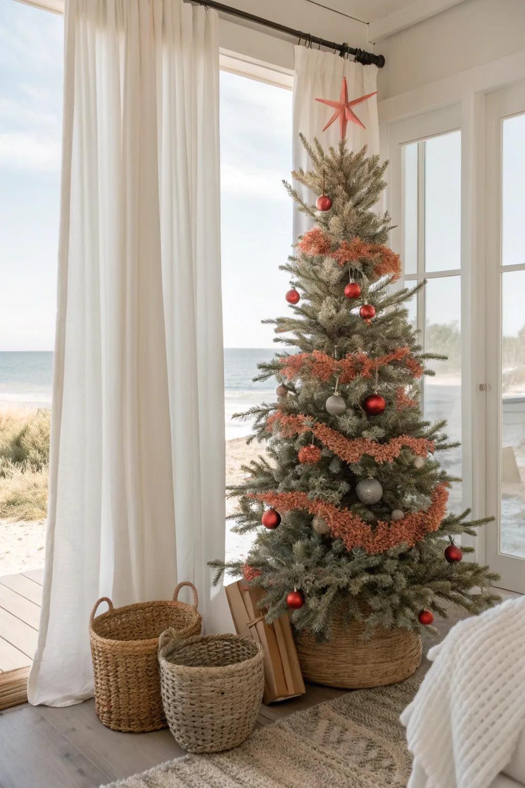 Introduce coral accents for an exotic and vibrant holiday touch.