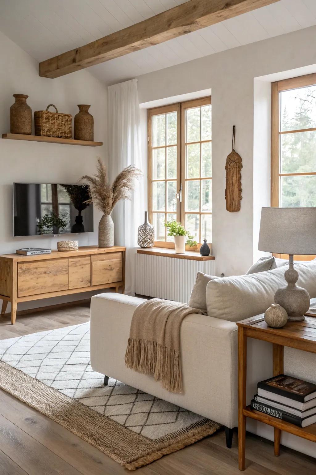 Enhance functionality with a stylish console table behind your couch.