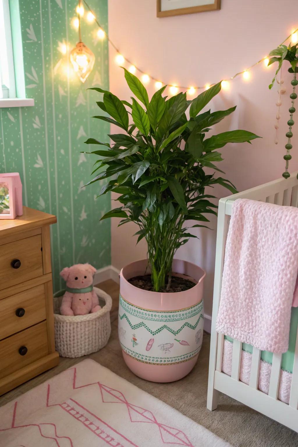 Accent plants breathe life into the nursery, creating a tranquil and nurturing space.