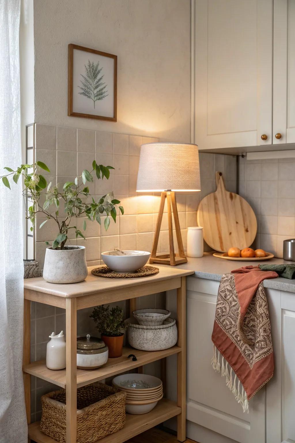 Illuminate your space with lighting that adds warmth and character. 💡#LightingDesign #CozyKitchen