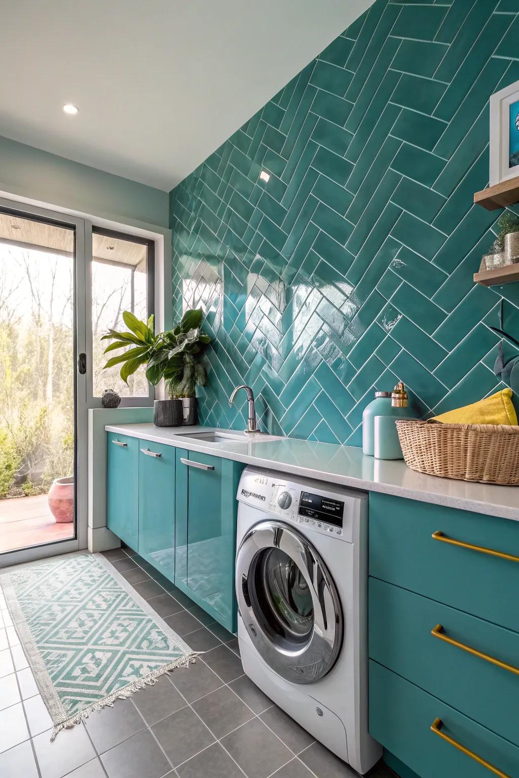 Achieve a sleek and sophisticated finish with matte tiles in your laundry room.
