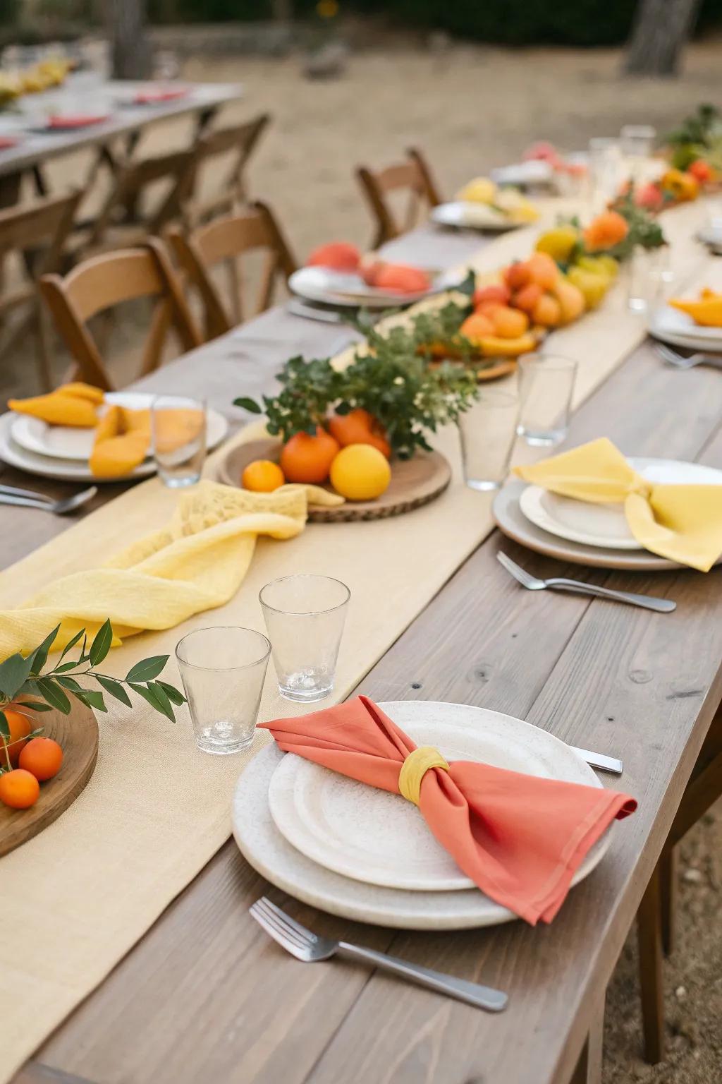 Vibrant touches bring life and joy to your celebration. 🍊 #ColorPop #WeddingDecor