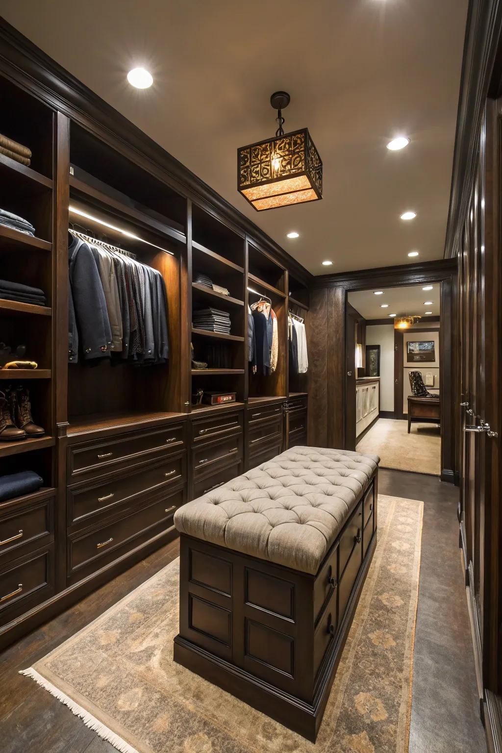 A central island or bench enhances utility, offering both storage and a place to prepare.