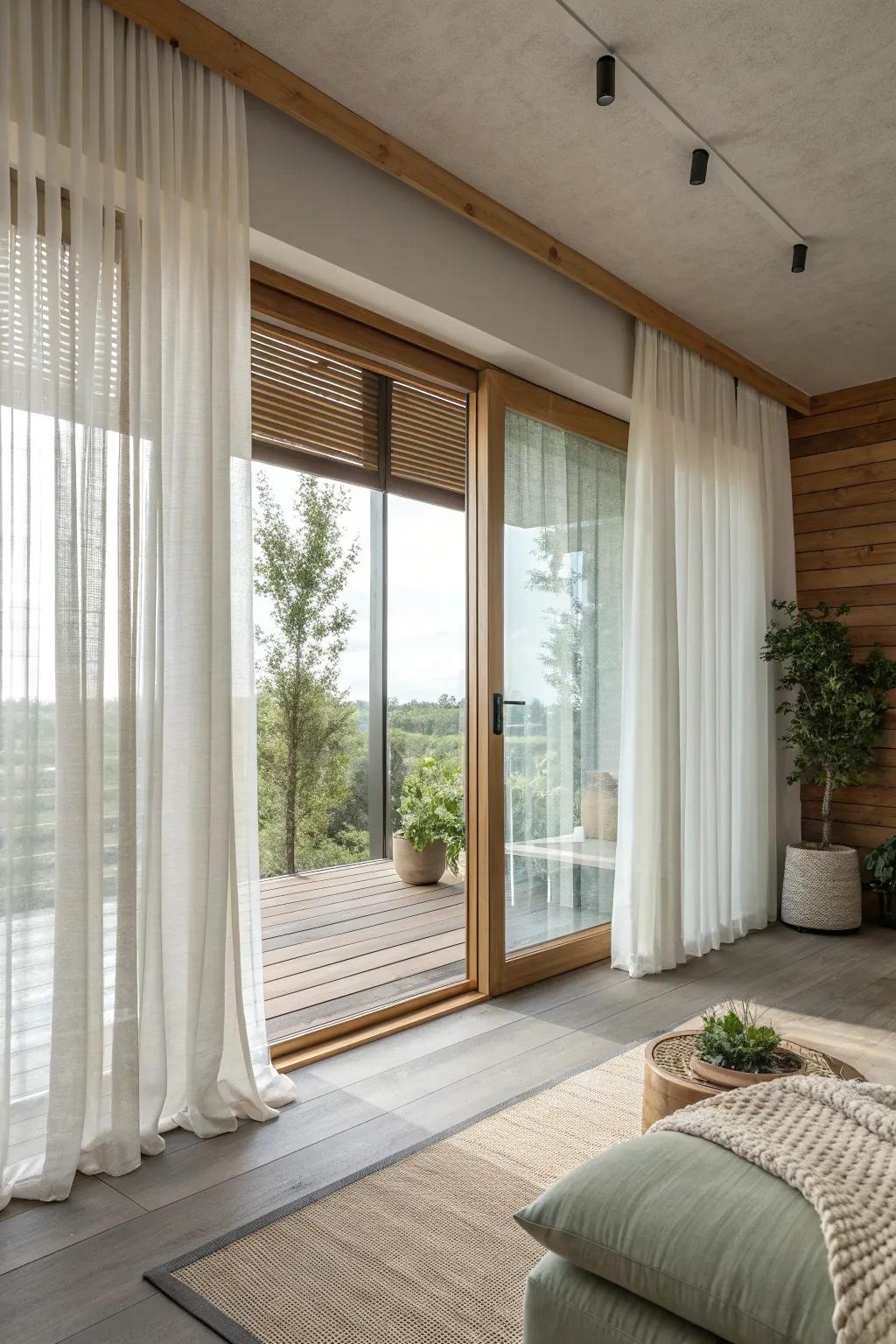 Layer curtains with blinds for a rich, textured look that elevates your decor.
