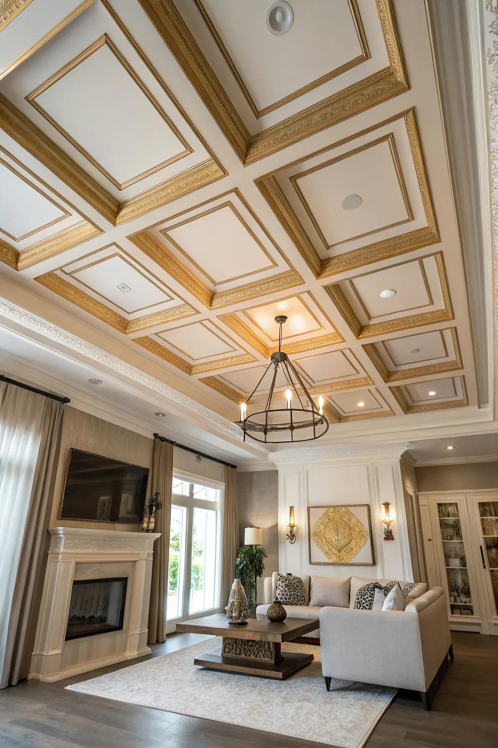 Infuse character with a Victorian twist on your coffered ceiling, perfect for historic charm.