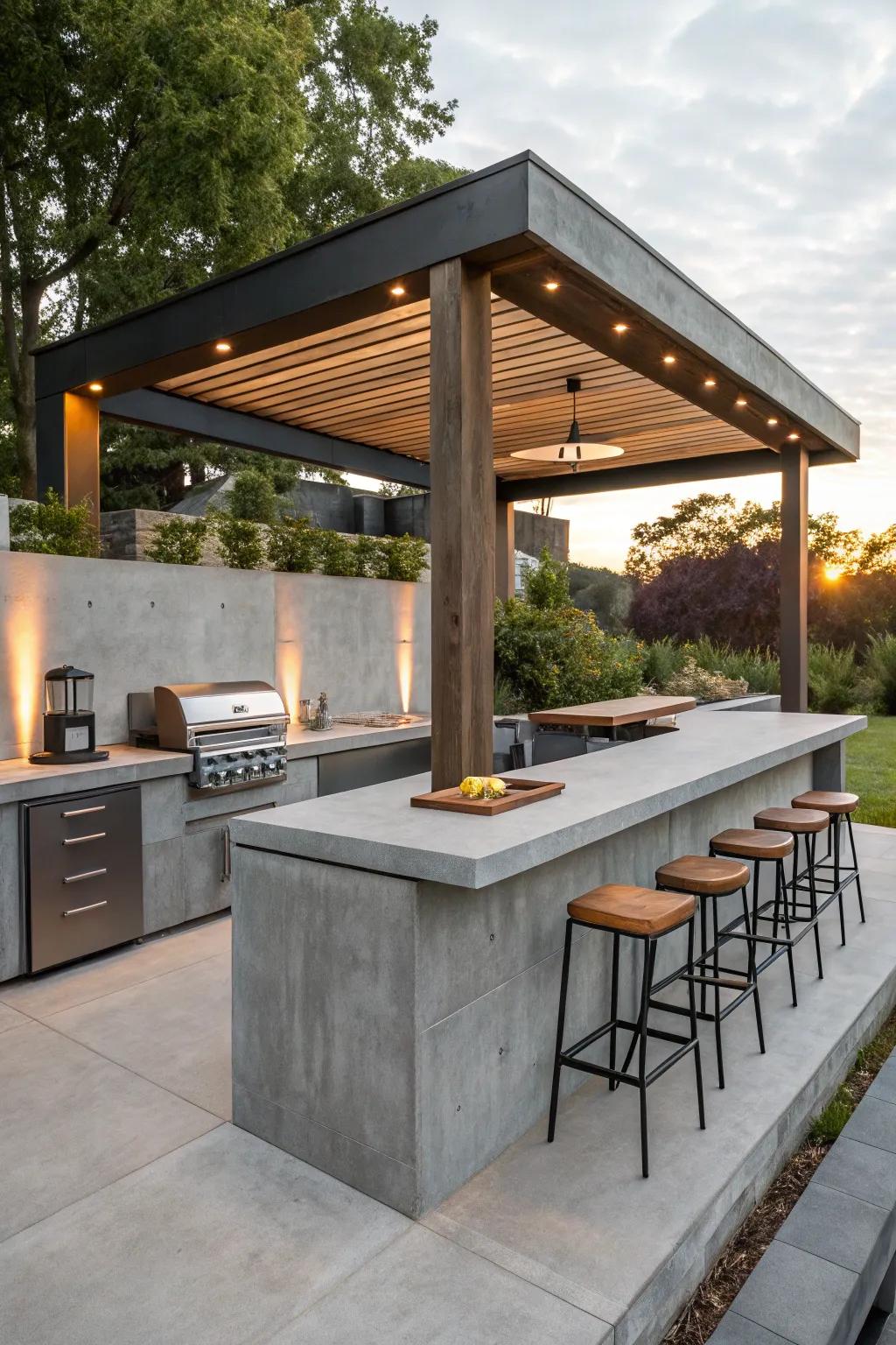 Foster connection with an open-layout outdoor kitchen that invites conversation. 🍽️ #SocialSpaces #OutdoorGathering