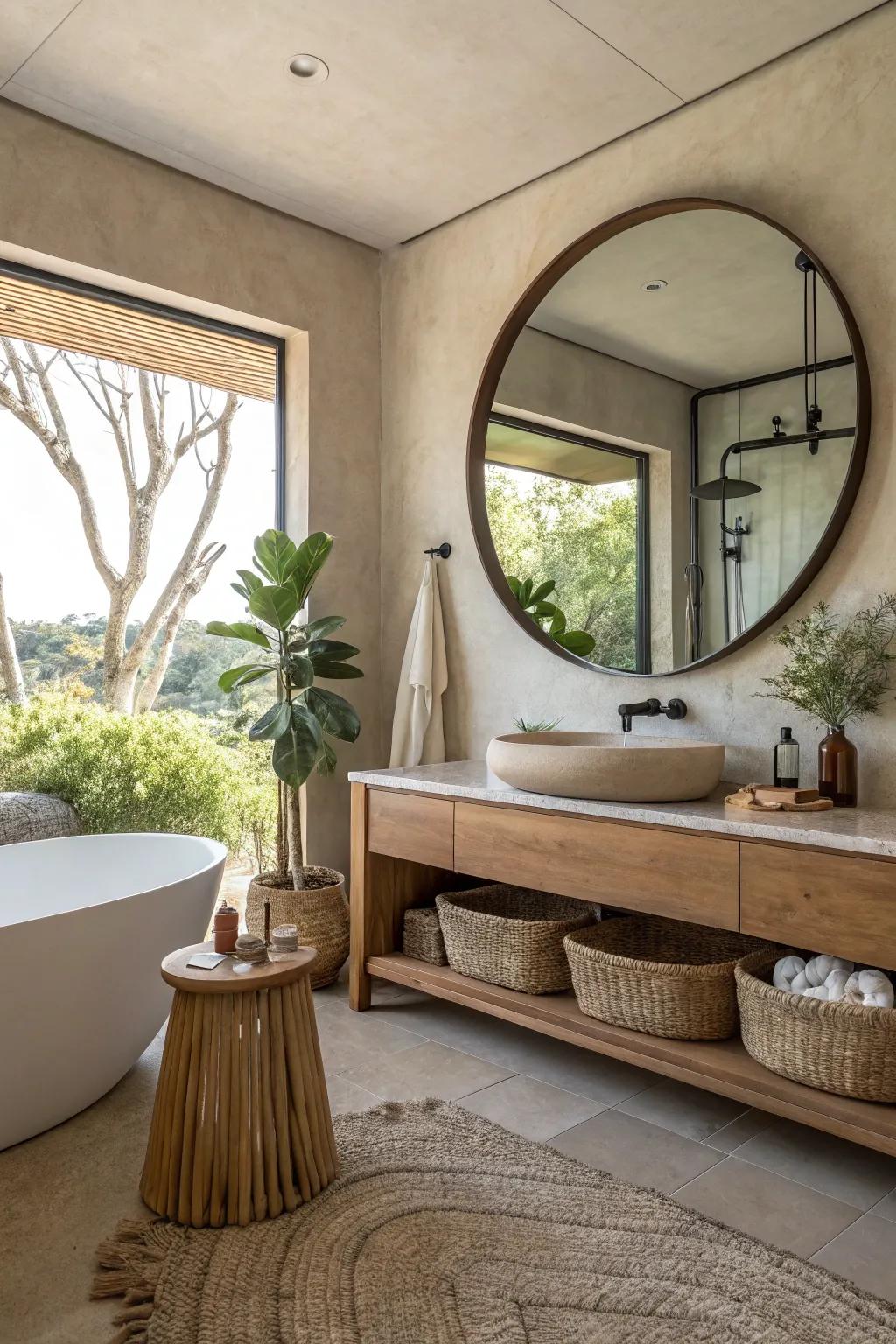 Mirrors open up the space and reflect natural beauty.