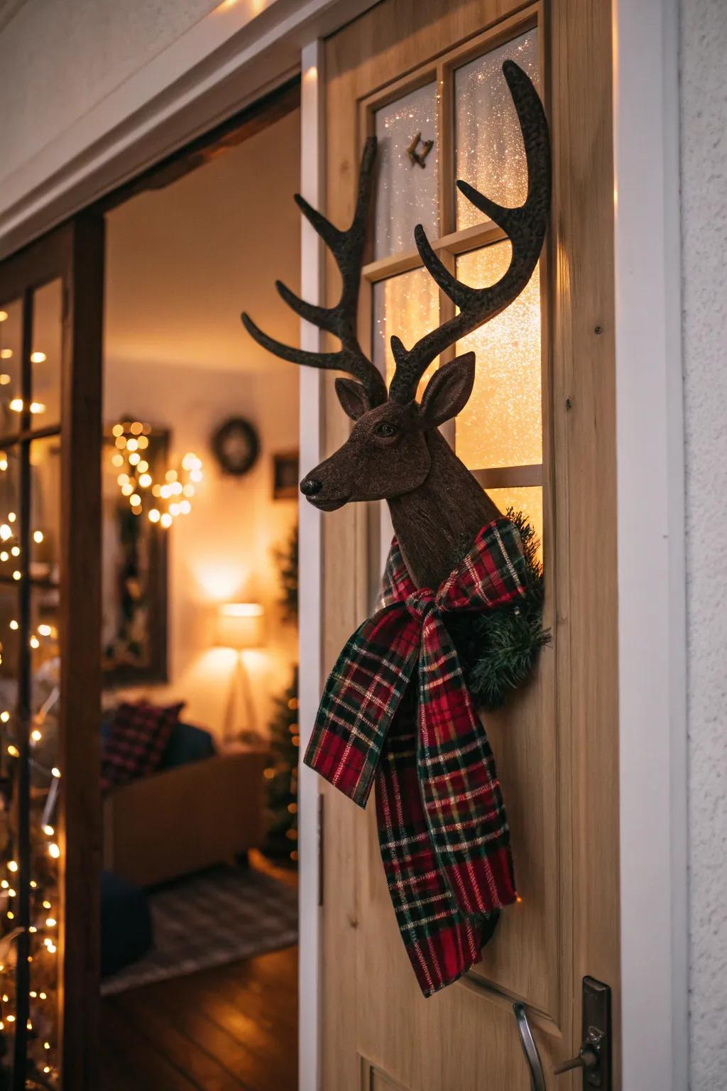 Plaid reindeer accents add a cozy, traditional touch to your festive decor.