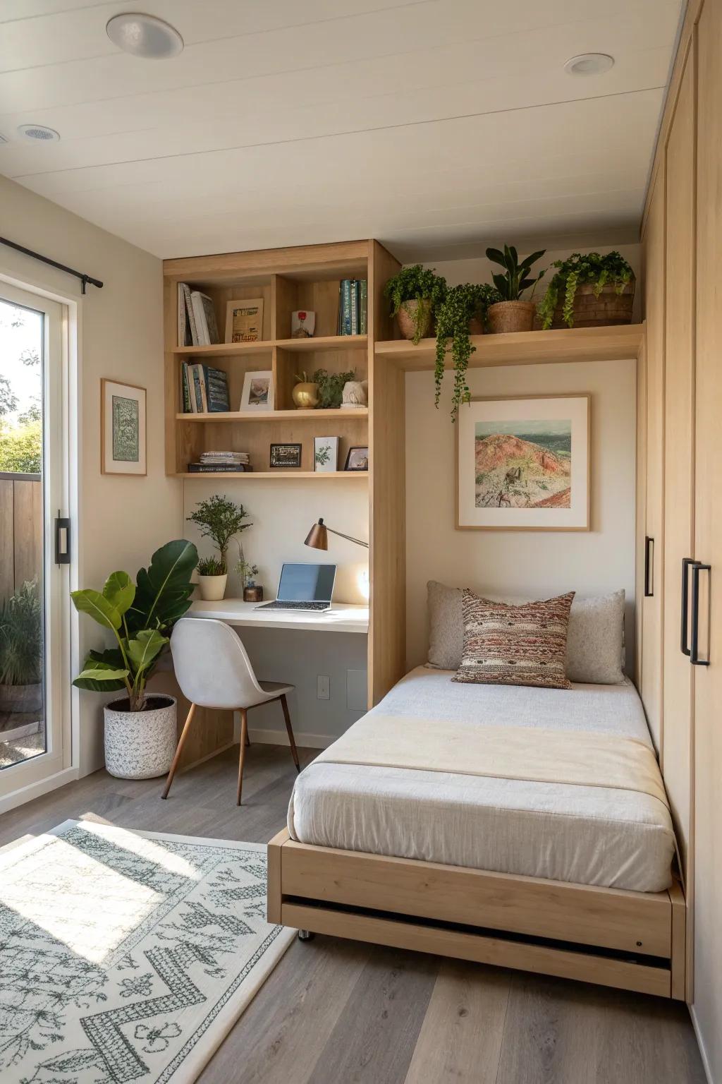 Bring your personality into your workspace with personal touches around your Murphy bed.