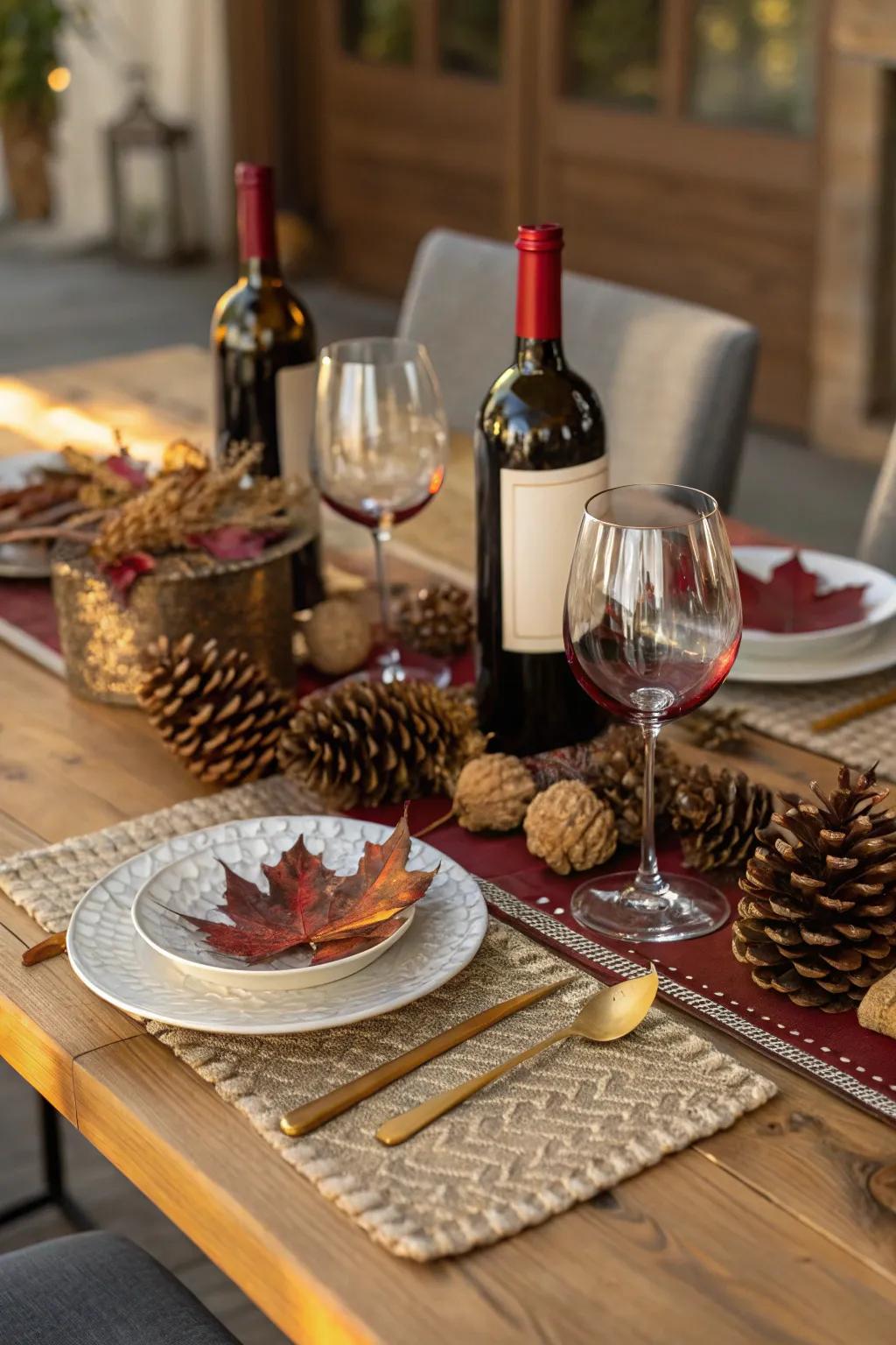 Seasonal accents bring warmth and charm to your wine table.