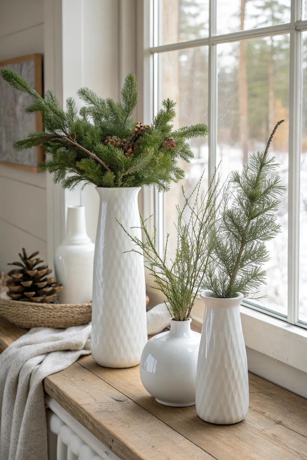 White ceramic vases bring a clean and fresh vibe to your home decor.