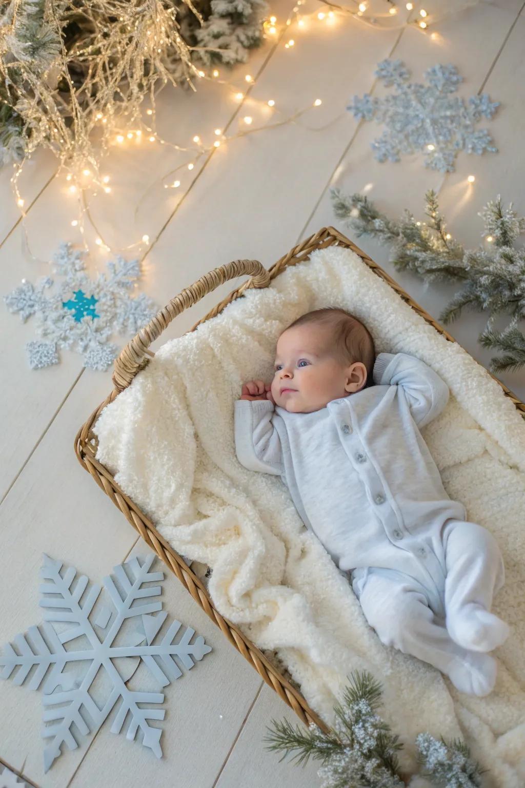 Let your baby's first Christmas dreams take flight in a snowflake wonderland.