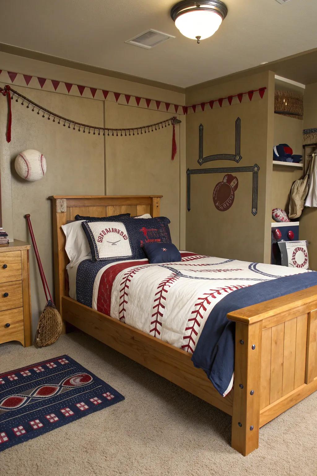 Embrace the charm of rustic elements that evoke the spirit of the ballpark.