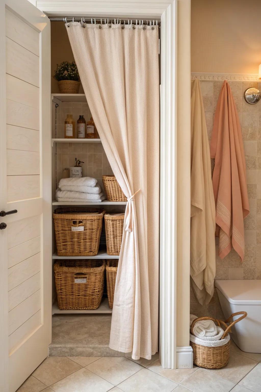 Curtains add a touch of softness and charm to any bathroom space.