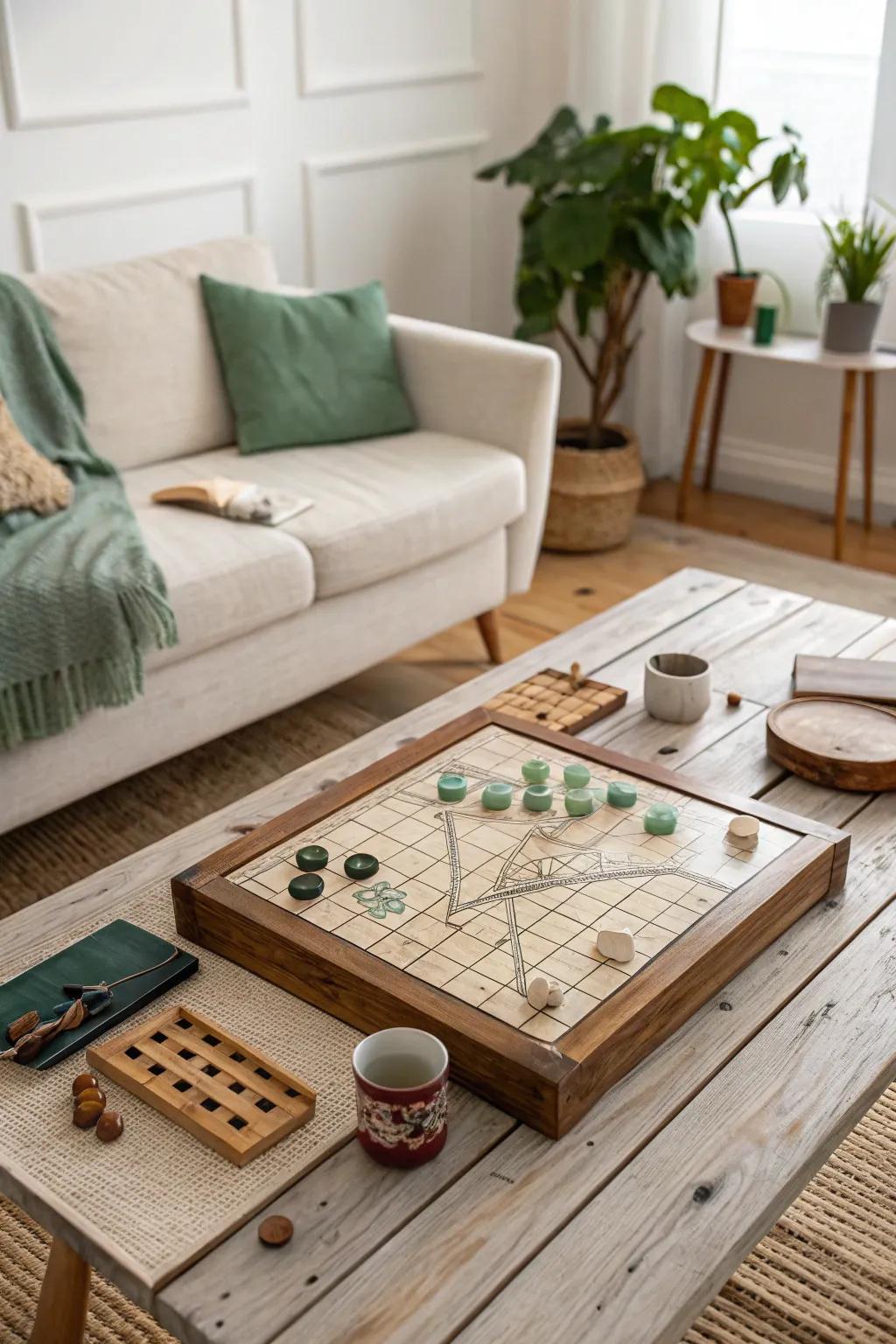 Step back in time with a vintage board game setup that adds warmth and character to your decor.