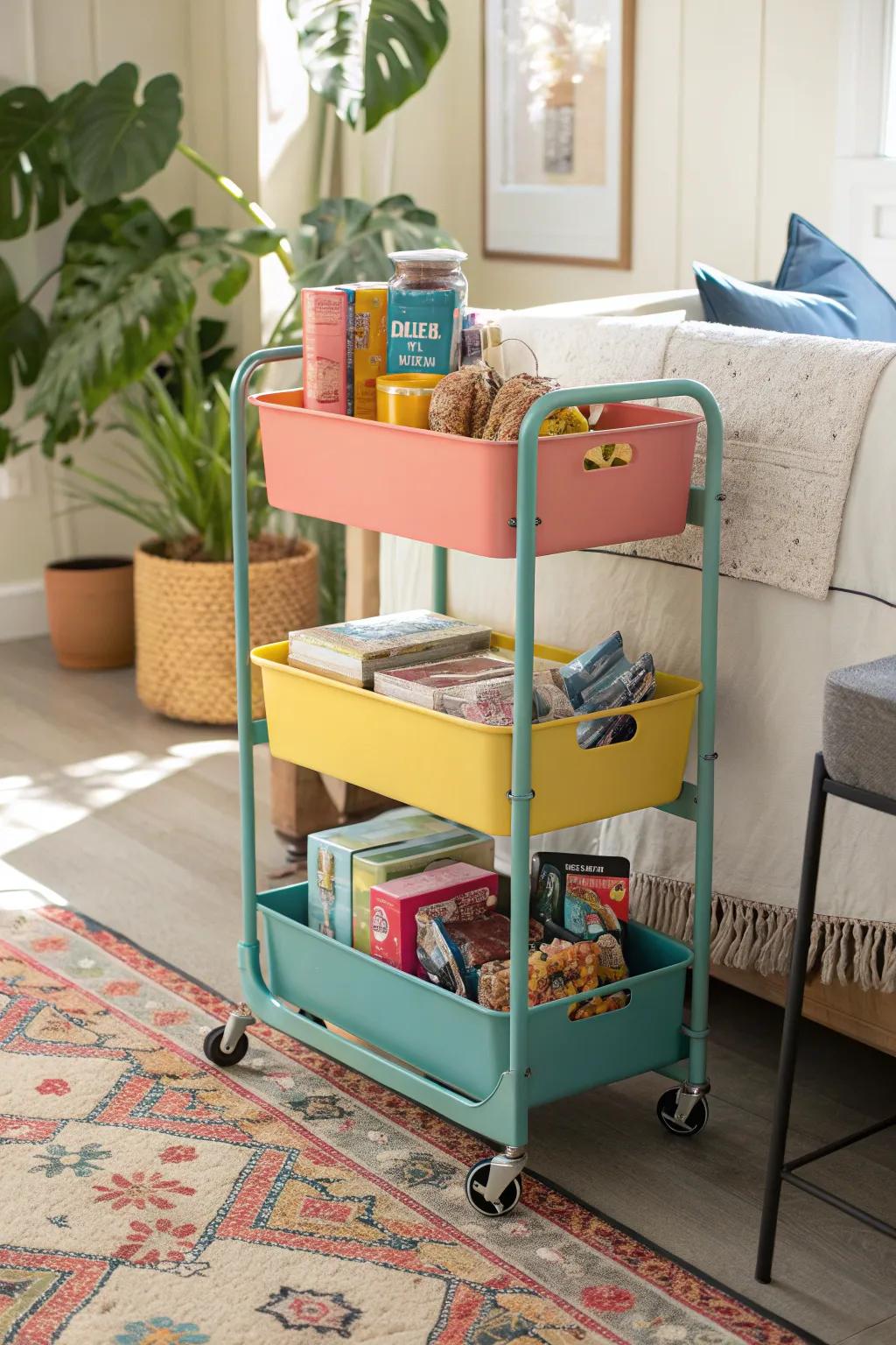 Roll into convenience with a versatile cart station.