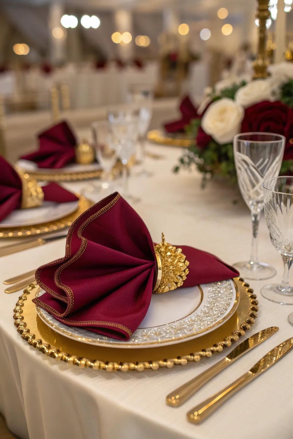 Creative napkin folds add a touch of sophistication to your table settings.
