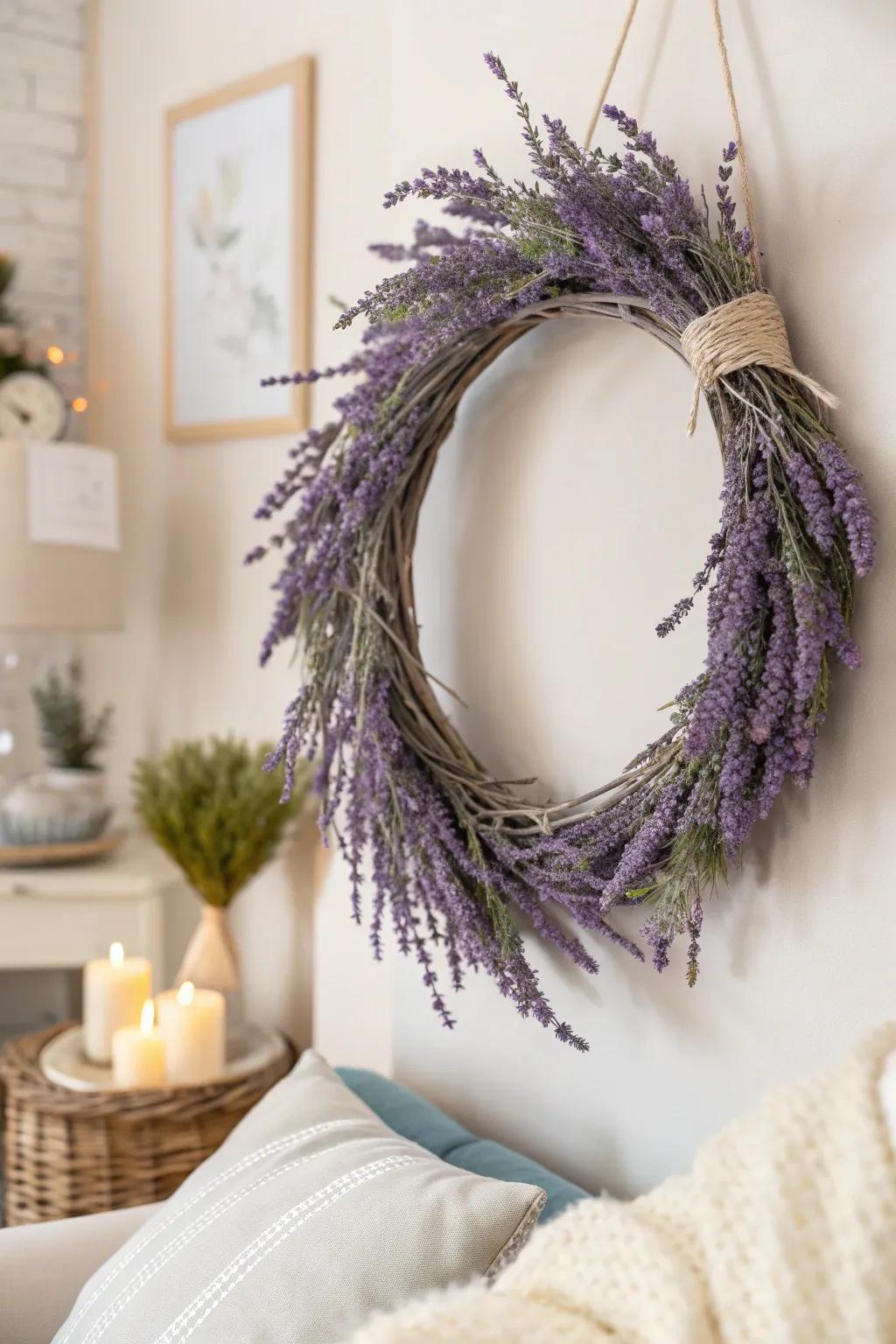 Let the calming scent of lavender envelop your home with this dreamy wreath.
