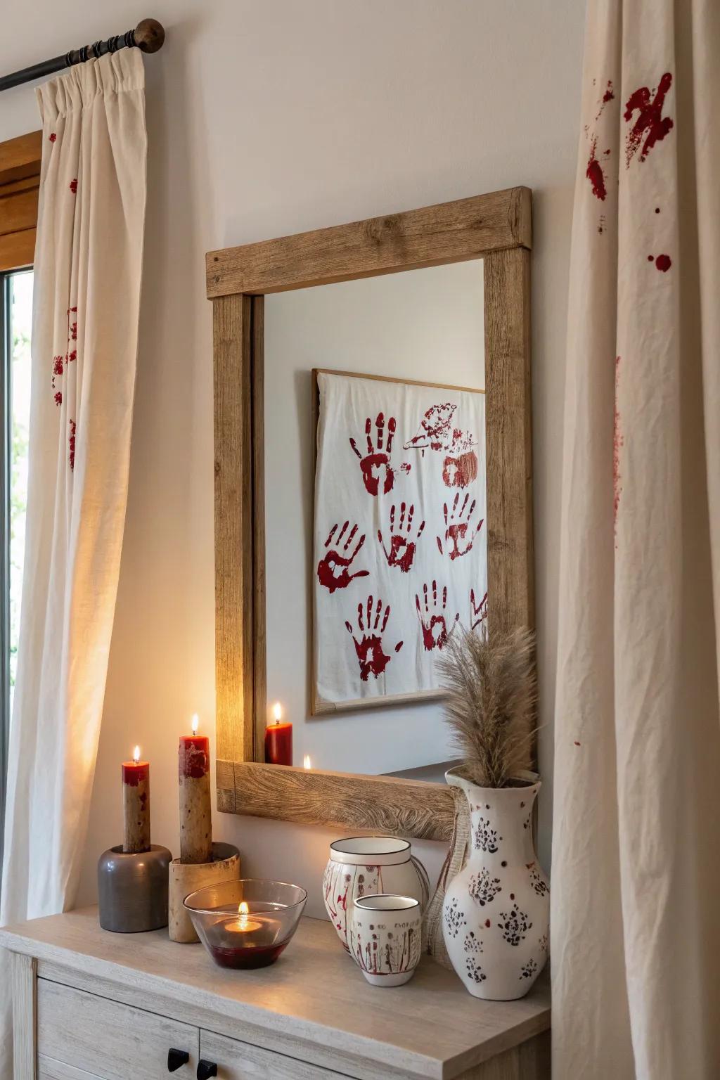 Get ready for a frightful night with bloody handprints that add a chilling edge to your Halloween decor. 🩸 #SpookyDecor #HalloweenThrills