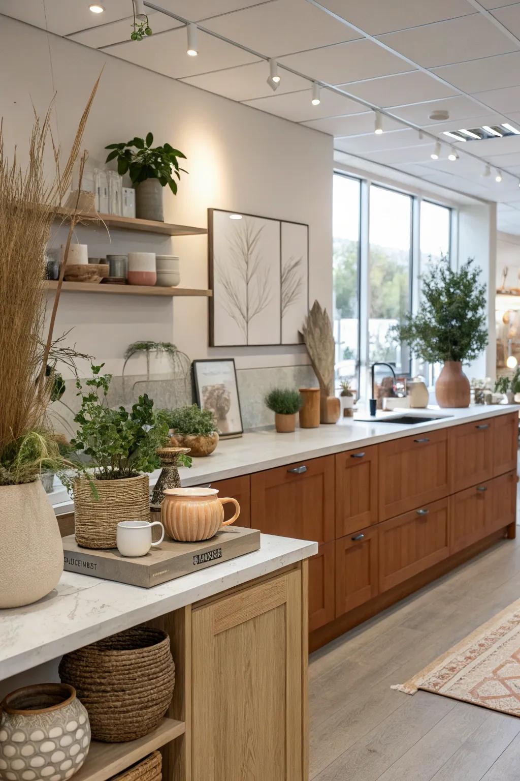 Infuse your kitchen with personality through decorative plants and artwork. 🌿 #KitchenDecor #PersonalTouch #HomeDesign