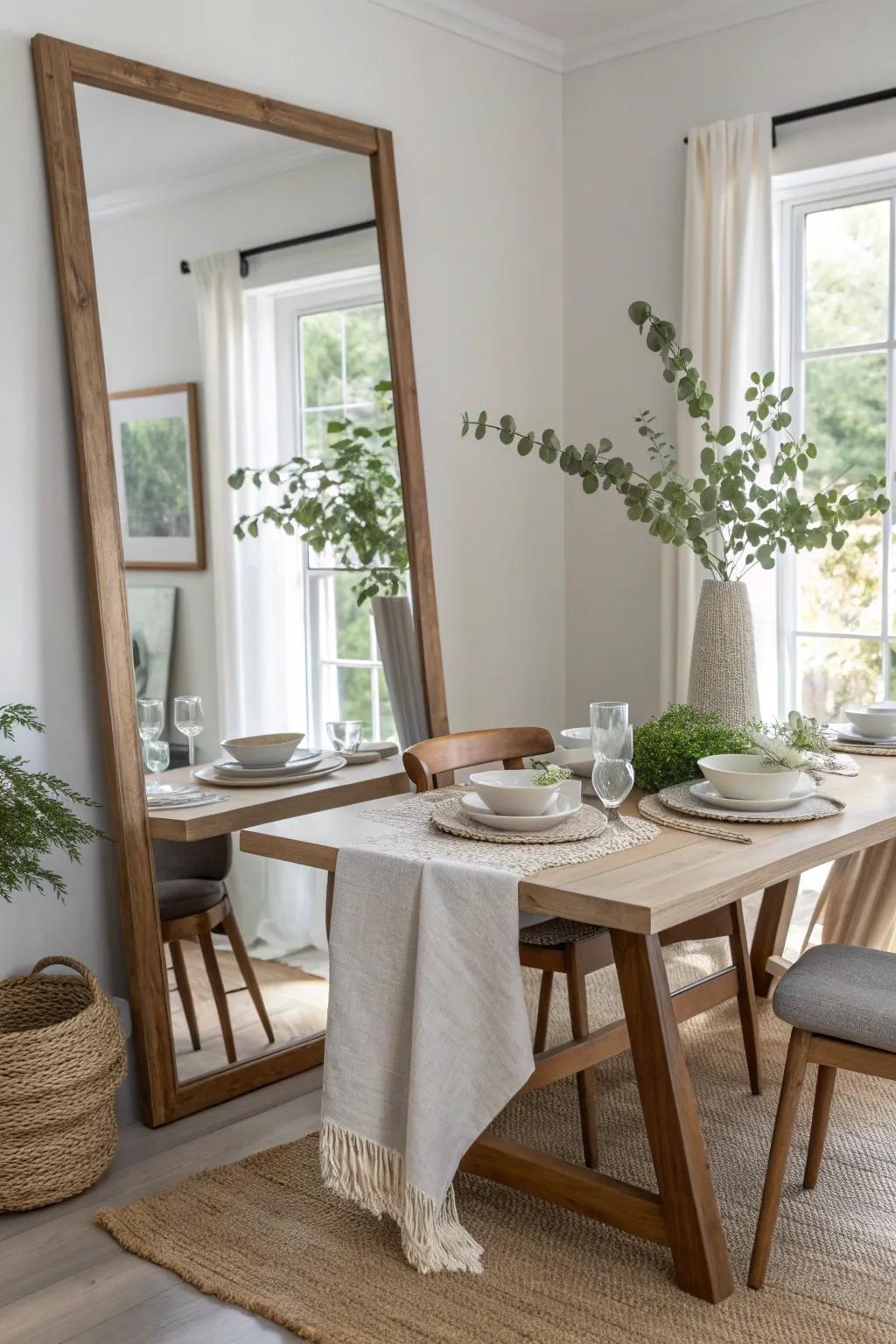 Elevate your dining experience with mirrors that reflect elegance and warmth.